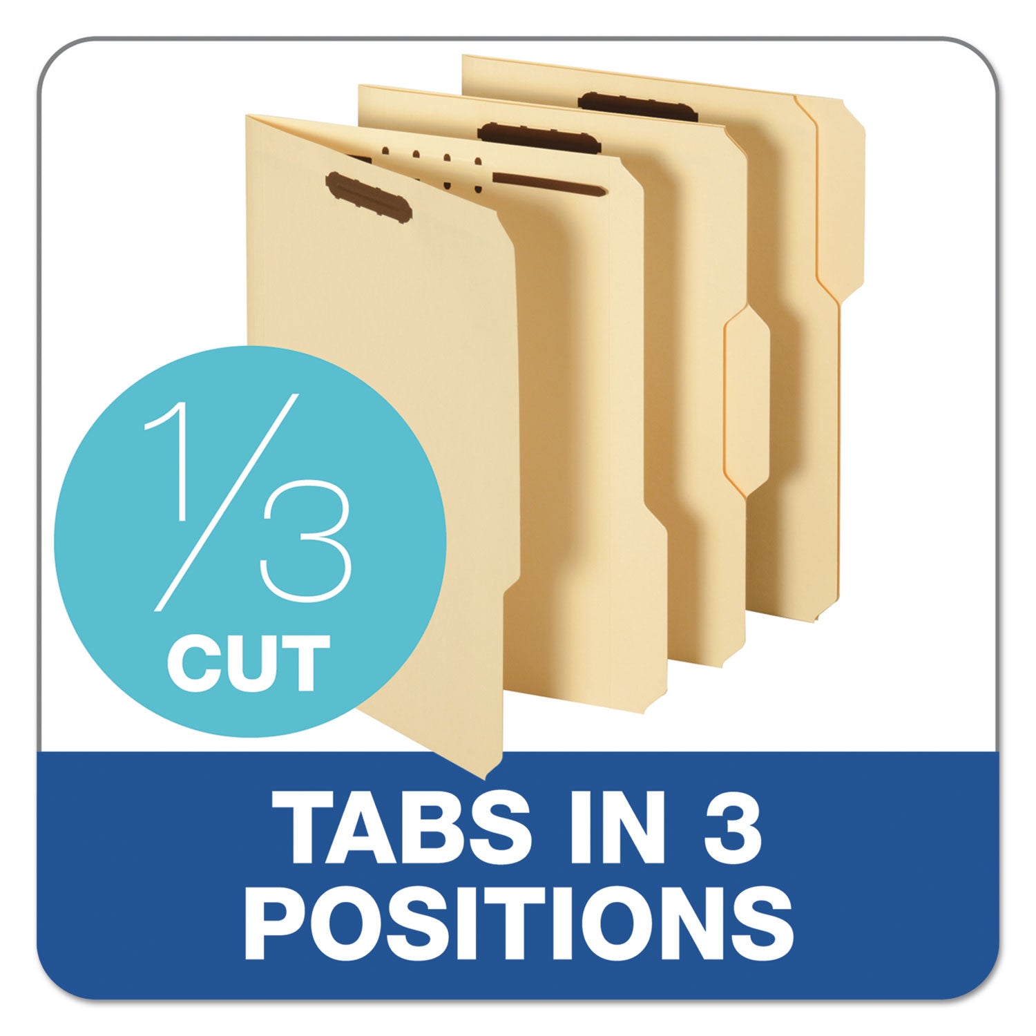 Top Tab Fastener Folder, 0.75" Expansion, 2 Fasteners, Letter Size, Manila Exterior, 50/Box - 