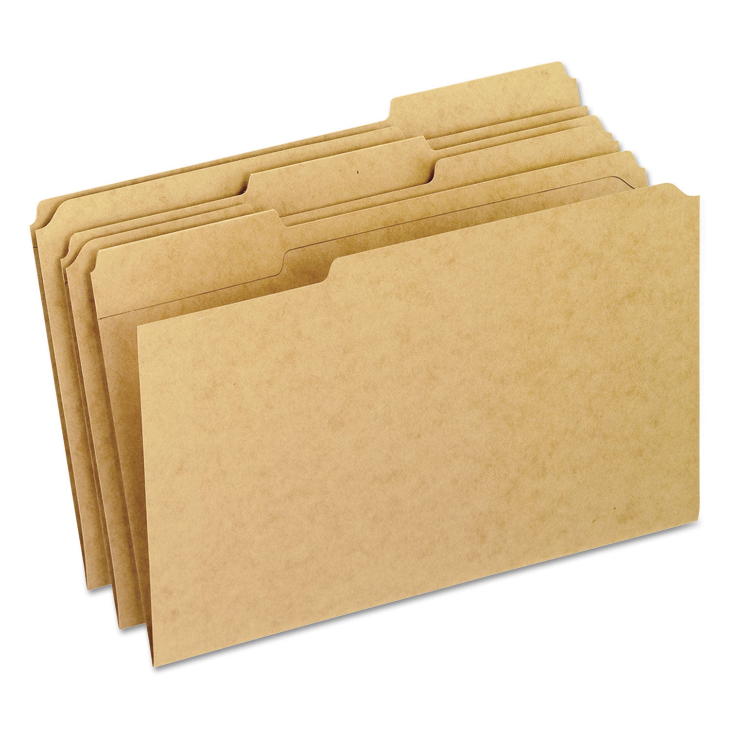 Dark Kraft File Folders with Double-Ply Top, 1/3-Cut Tabs: Assorted, Legal Size, 0.75" Expansion, Brown, 100/Box - 
