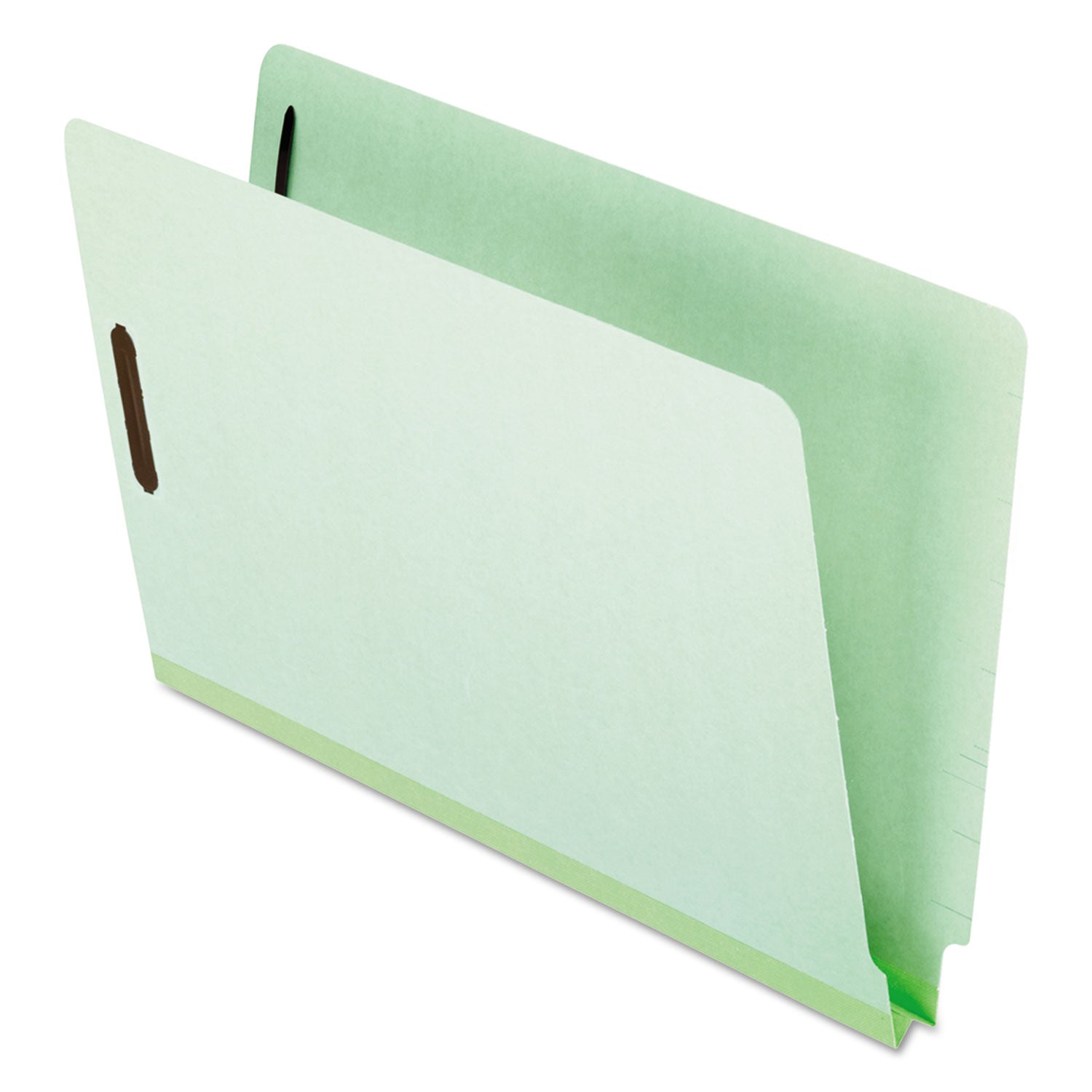 heavy-duty-pressboard-end-tab-fastener-folders-1-expansion-2-fasteners-legal-size-light-green-exterior-25-box_pfxh250f13 - 1