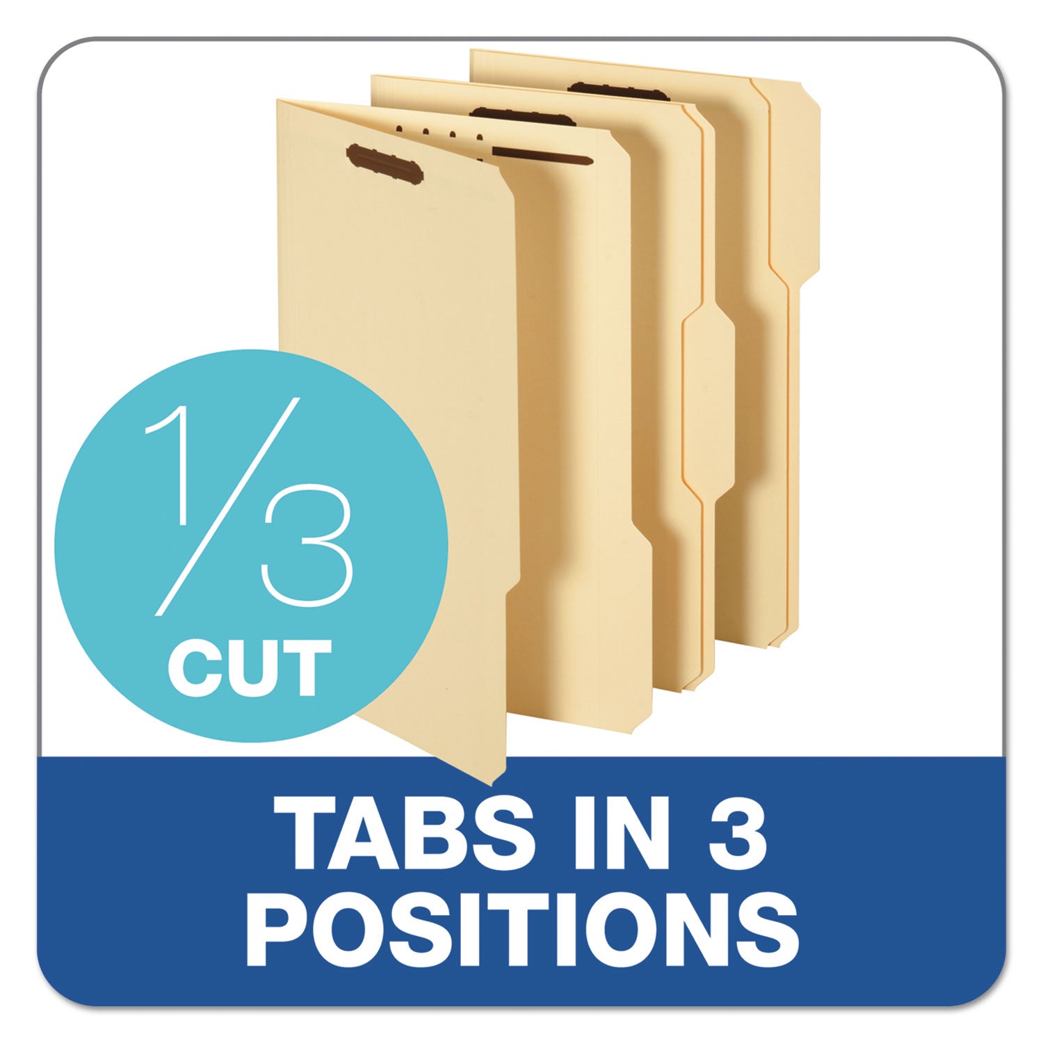 Top Tab Fastener Folder, 0.75" Expansion, 2 Fasteners, Legal Size, Manila Exterior, 50/Box