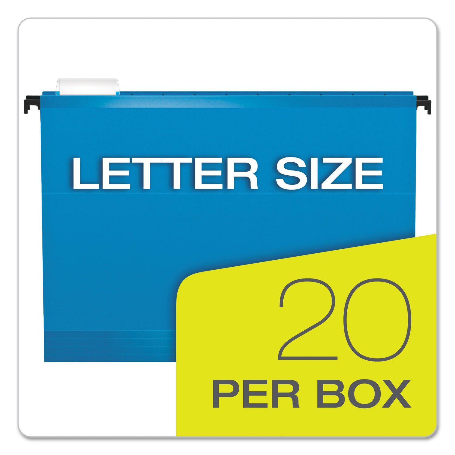 SureHook Hanging Folders, Letter Size, 1/5-Cut Tabs, Assorted Colors, 20/Box - 