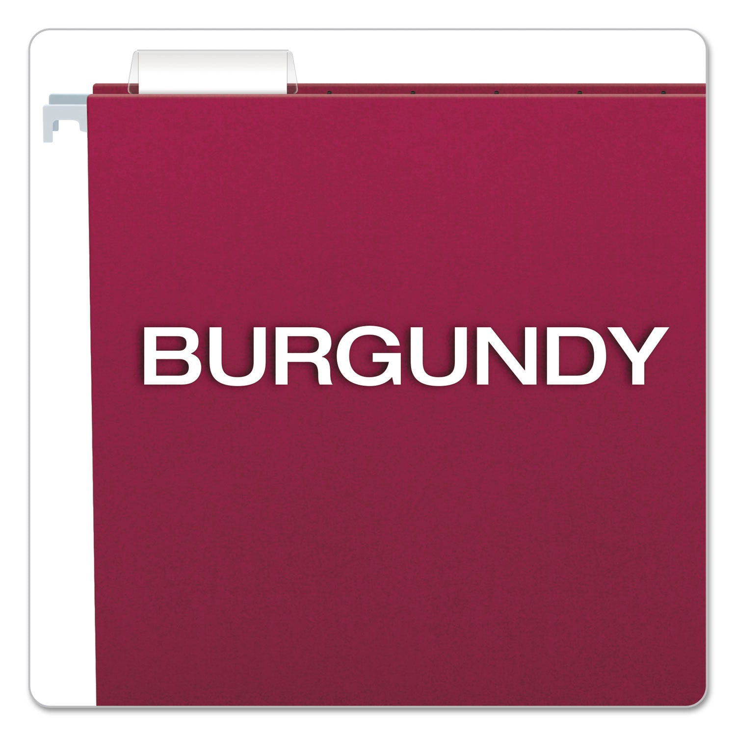 Colored Hanging Folders, Letter Size, 1/5-Cut Tabs, Burgundy, 25/Box - 