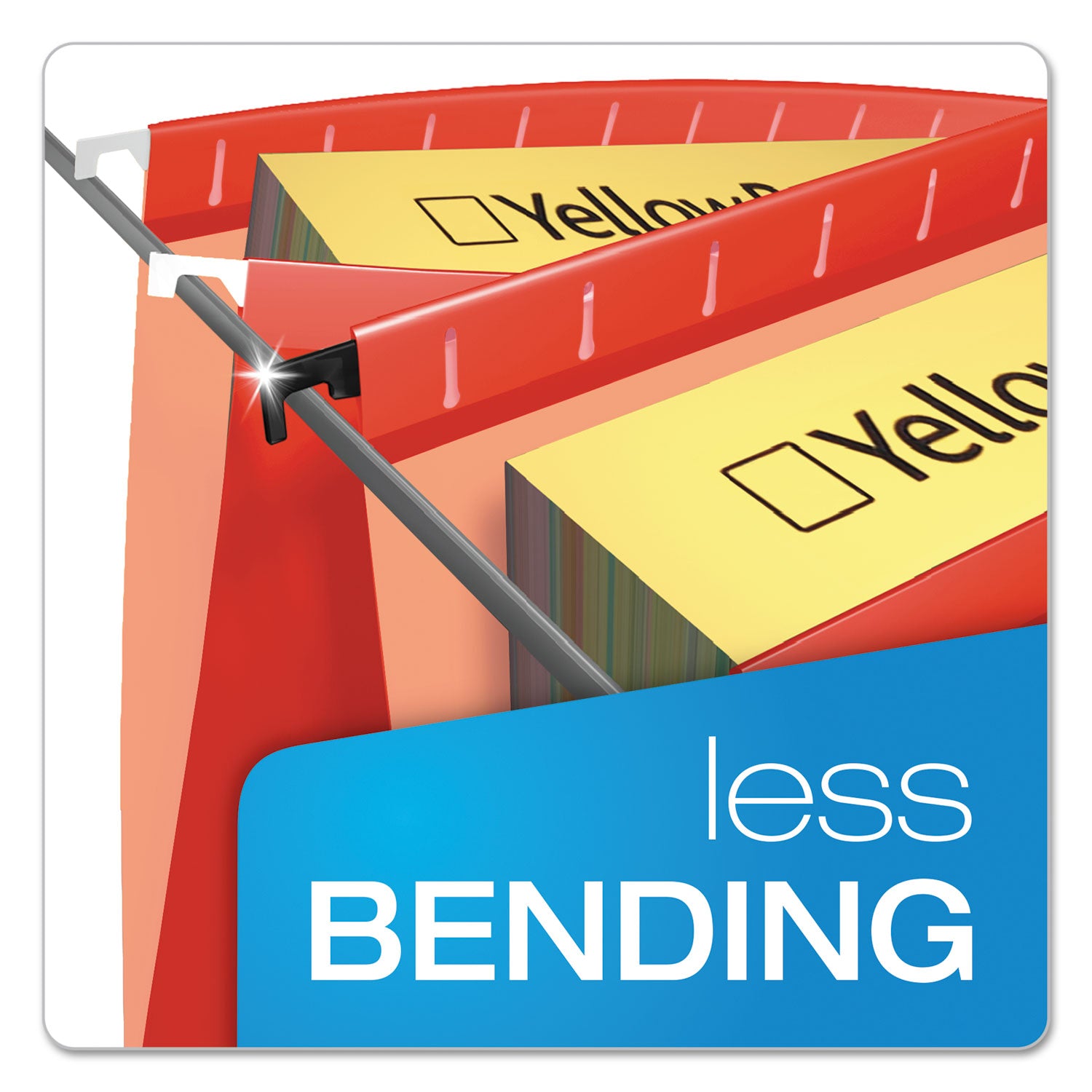 SureHook Hanging Folders, Letter Size, 1/5-Cut Tabs, Red, 20/Box