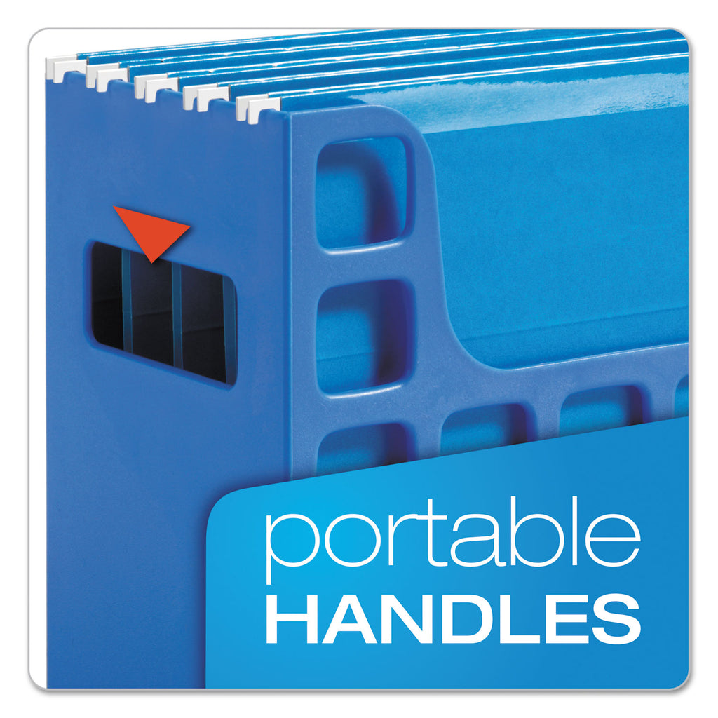 Desktop File With Hanging Folders, Letter Size, 6" Long, Blue - 