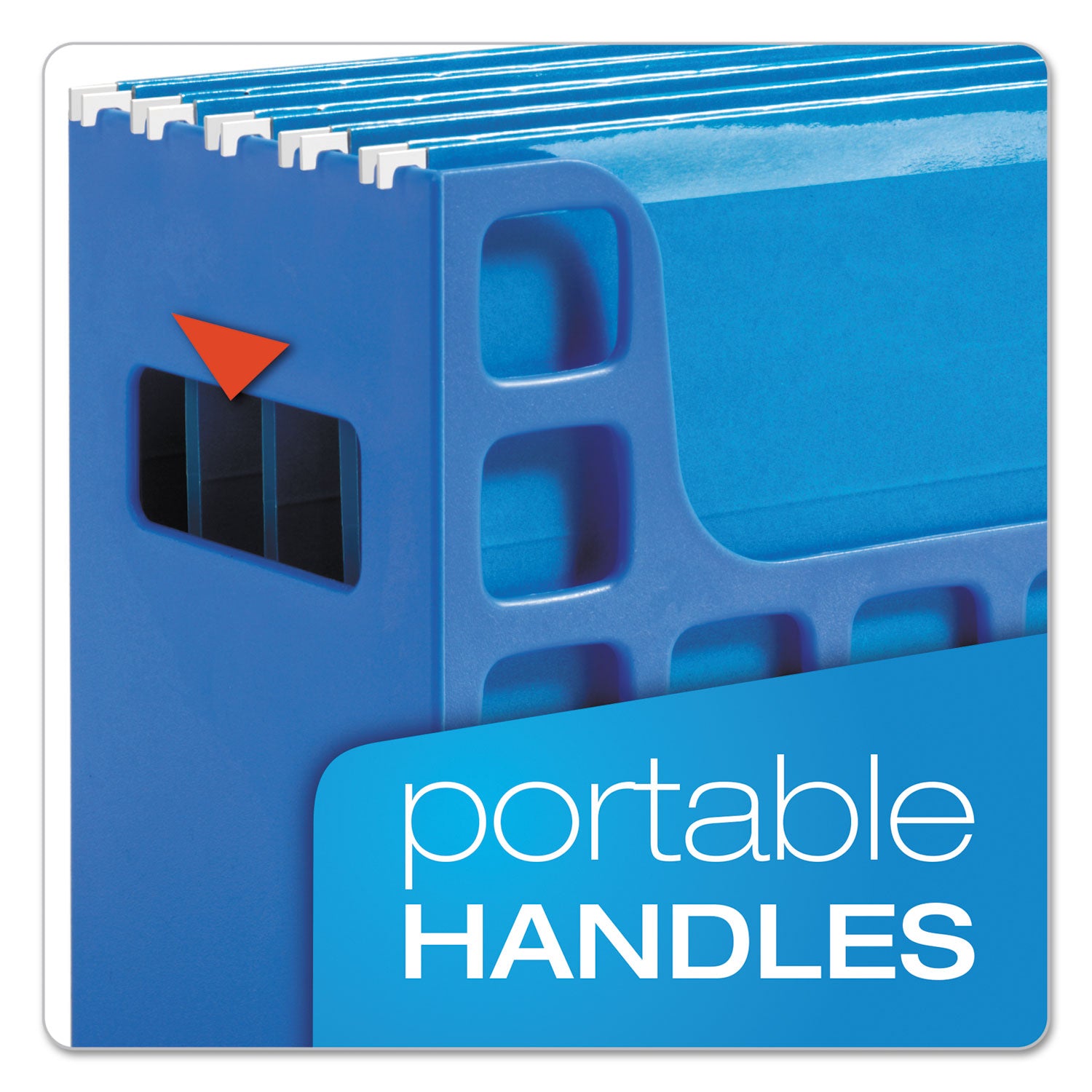 Desktop File With Hanging Folders, Letter Size, 6" Long, Blue - 