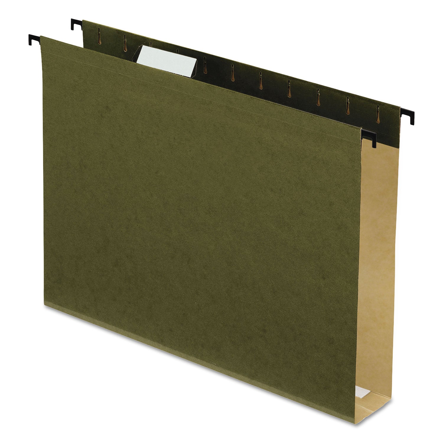 Extra-Capacity SureHook Hanging Folders, 2" Capacity, Letter Size, 1/5-Cut Tabs, Standard Green, 20/Box - 