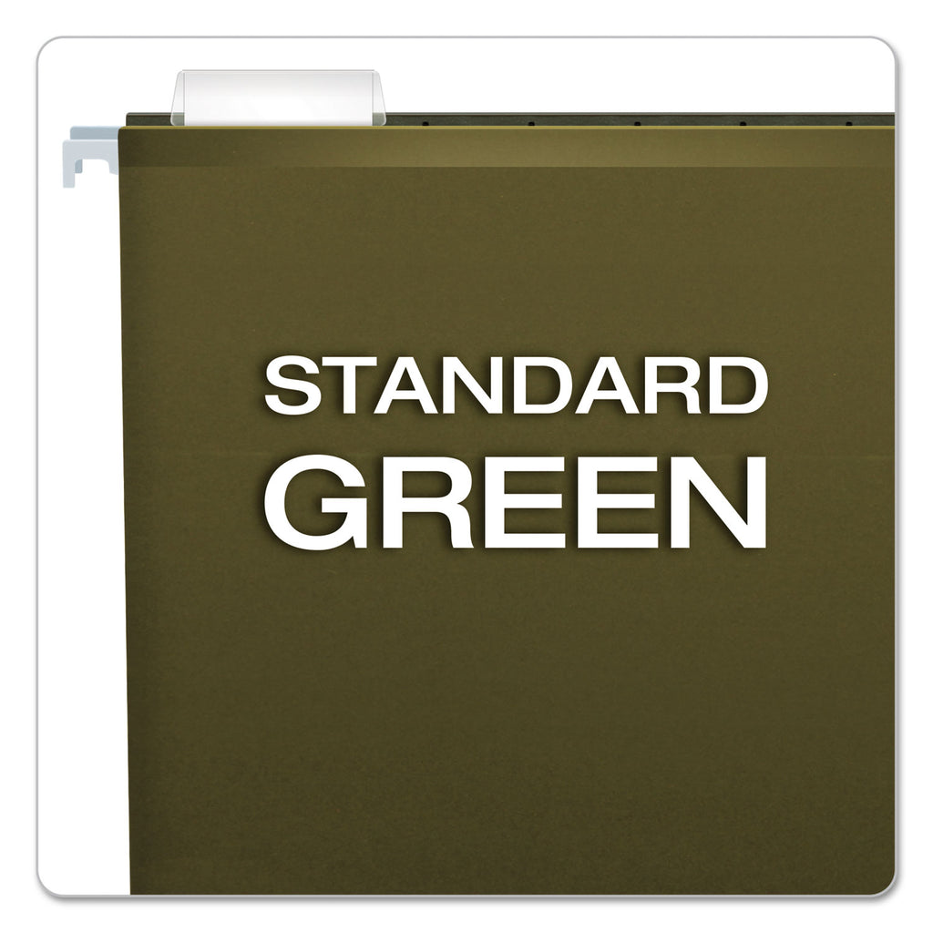 Extra Capacity Reinforced Hanging File Folders with Box Bottom, 1" Capacity, Letter Size, 1/5-Cut Tabs, Green, 25/Box