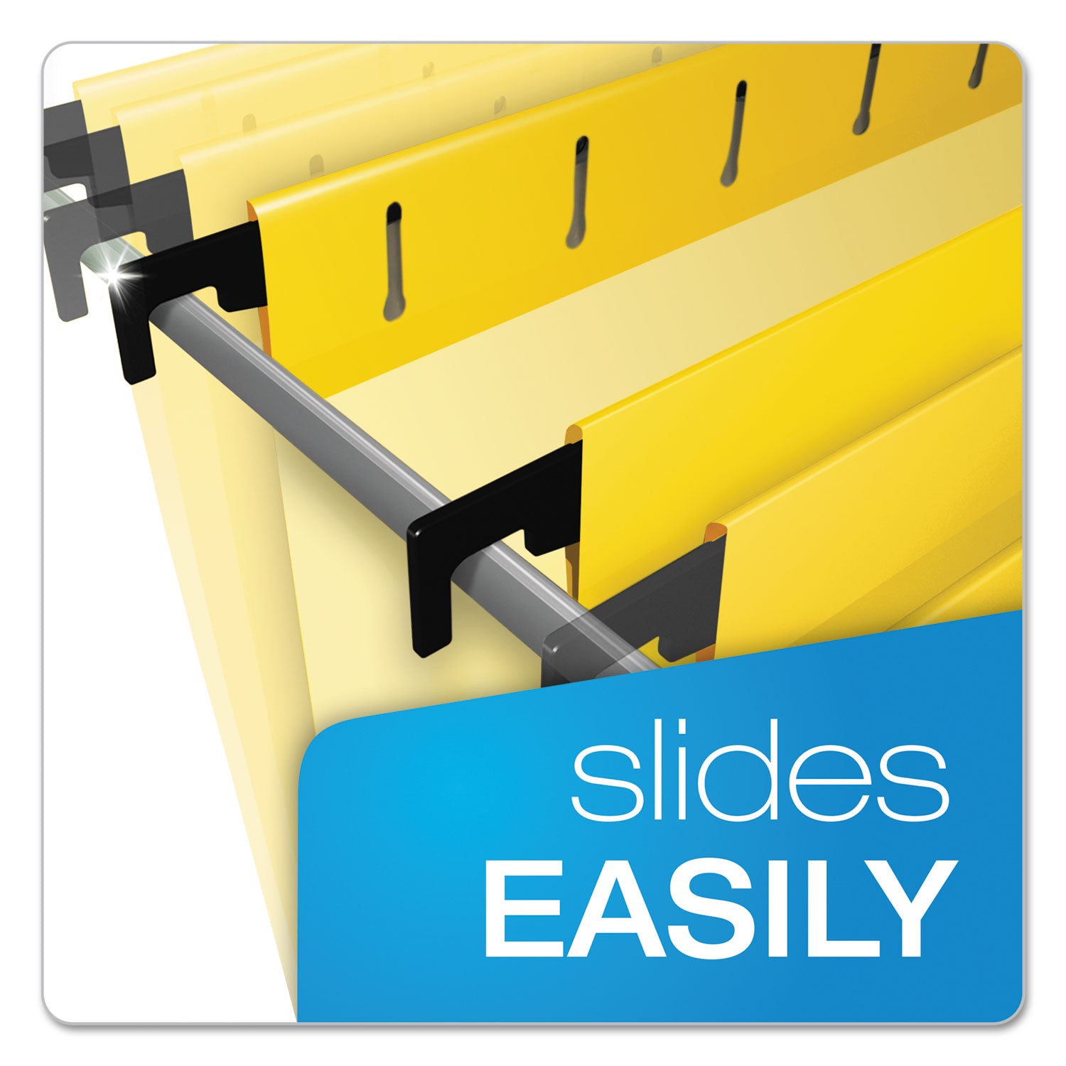 SureHook Hanging Folders, Letter Size, 1/5-Cut Tabs, Yellow, 20/Box - 