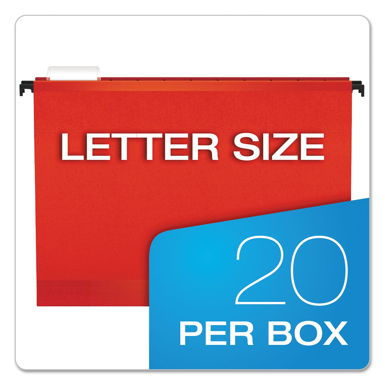 SureHook Hanging Folders, Letter Size, 1/5-Cut Tabs, Red, 20/Box - 