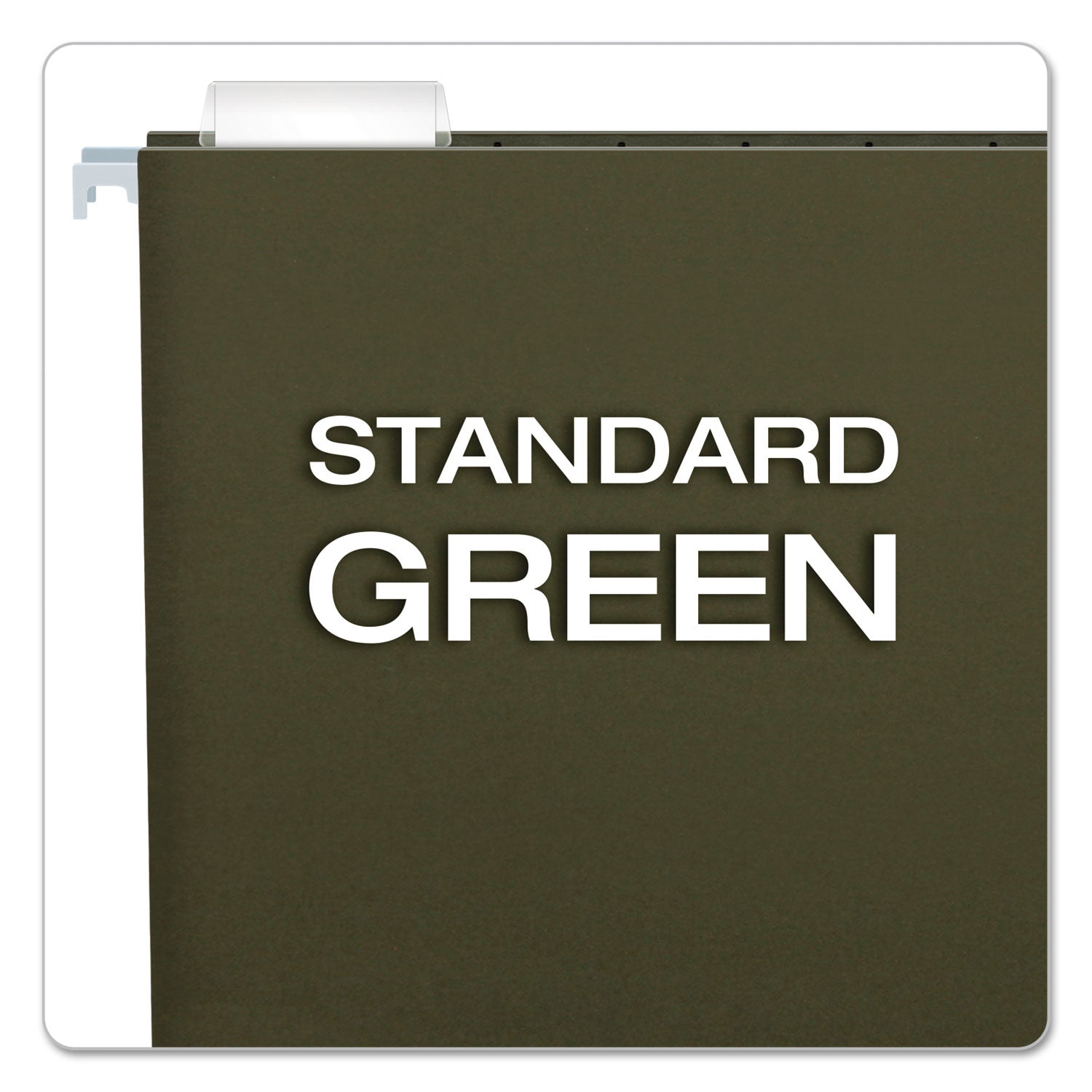 Standard Green Hanging Folders, Legal Size, 1/5-Cut Tabs, Standard Green, 25/Box - 