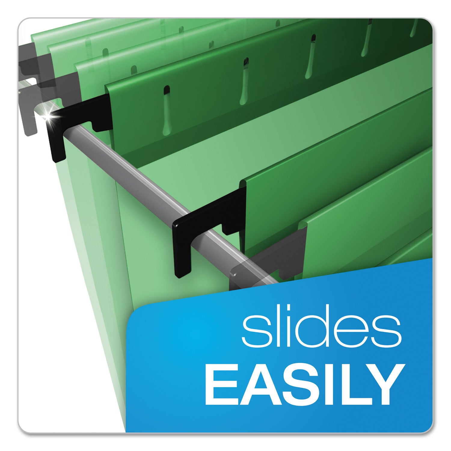 SureHook Hanging Folders, Letter Size, 1/5-Cut Tabs, Bright Green, 20/Box - 