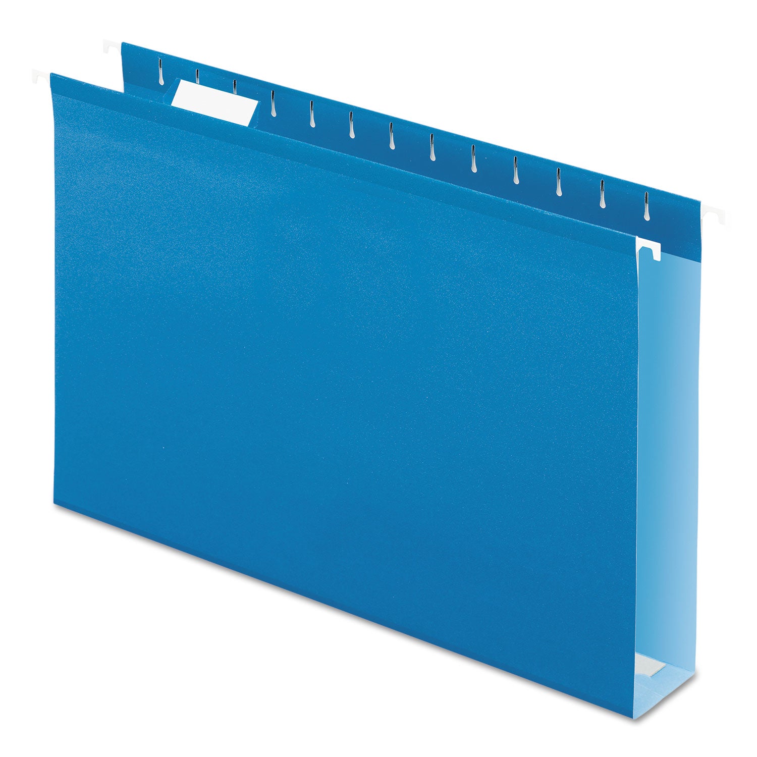 Extra Capacity Reinforced Hanging File Folders with Box Bottom, 2" Capacity, Legal Size, 1/5-Cut Tabs, Blue, 25/Box - 