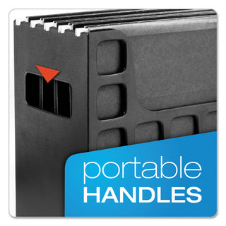 Desktop File With Hanging Folders, Letter Size, 6" Long, Black - 