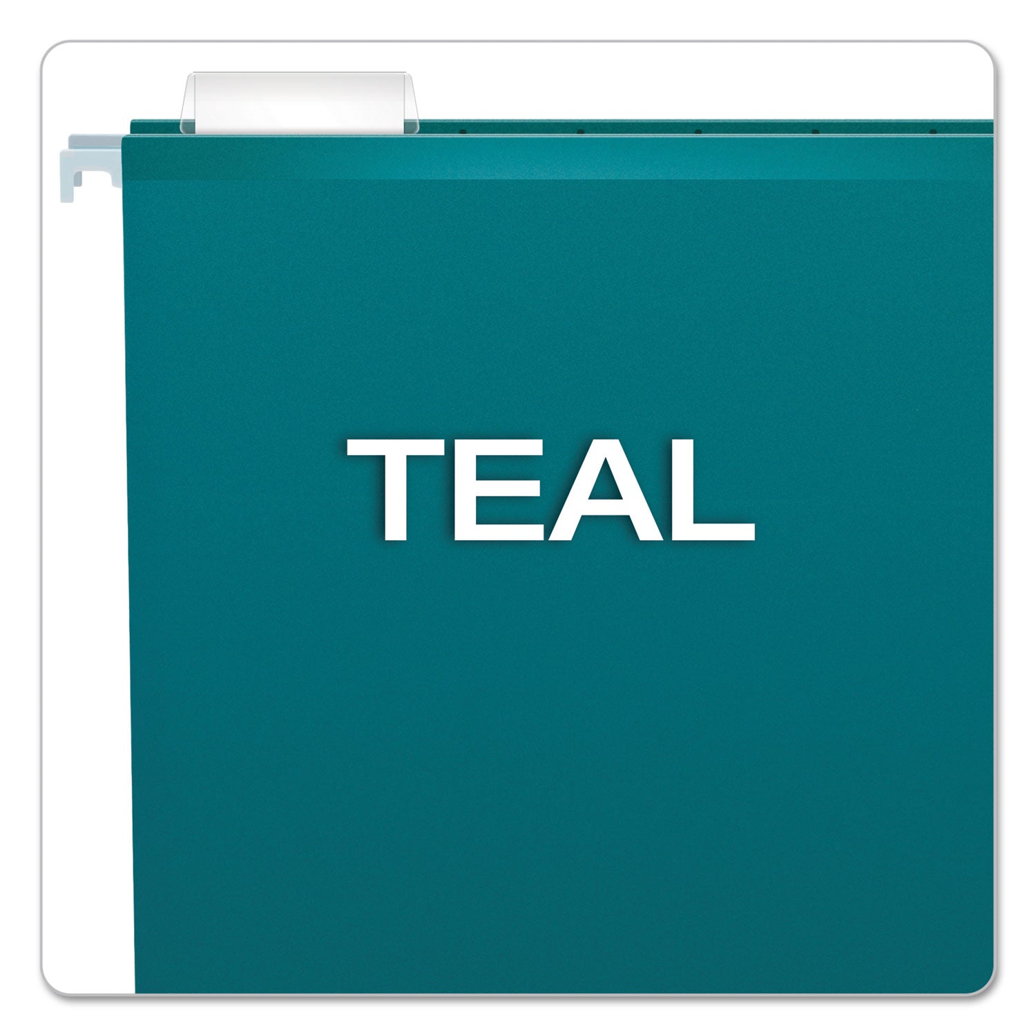 Colored Reinforced Hanging Folders, Letter Size, 1/5-Cut Tabs, Teal, 25/Box - 