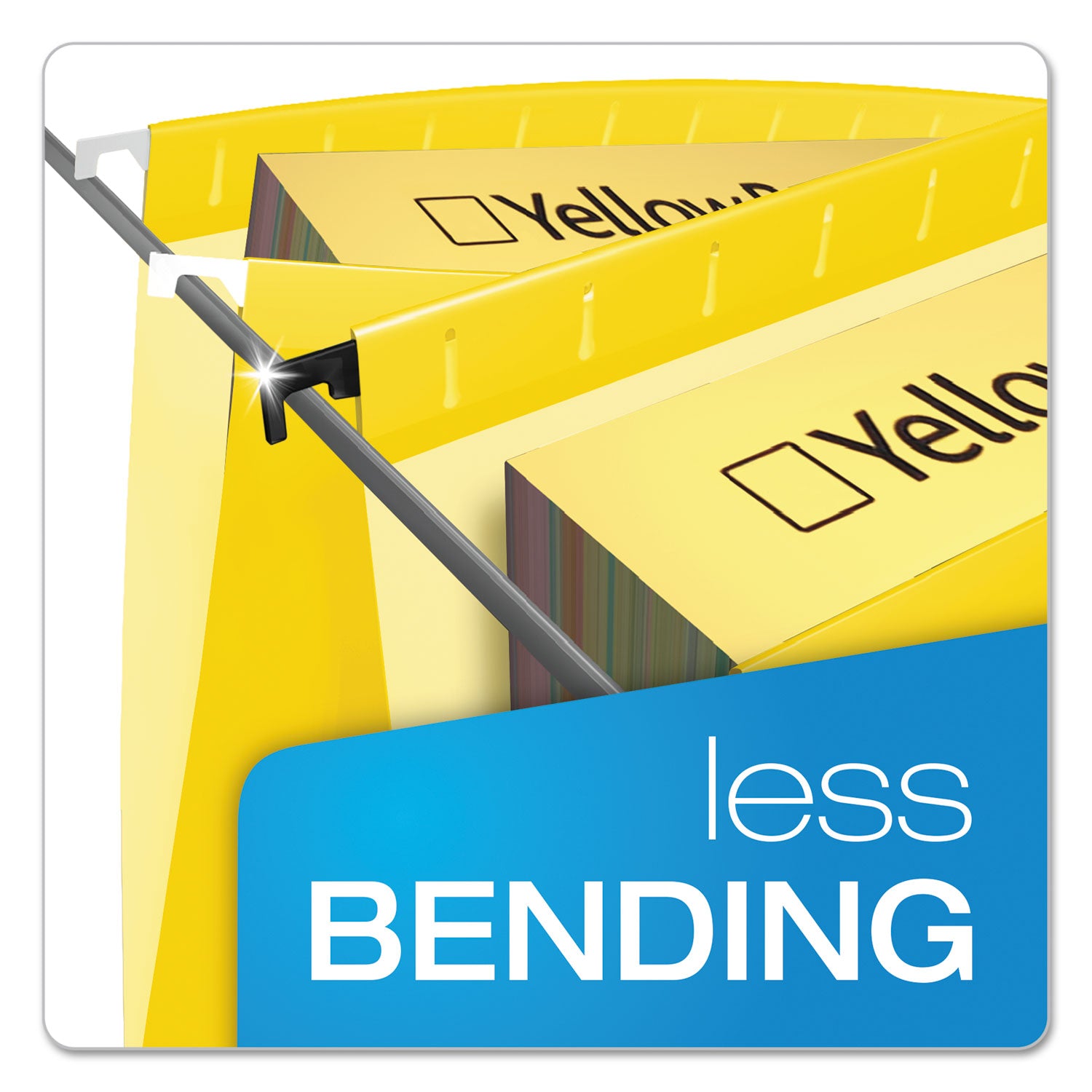 SureHook Hanging Folders, Letter Size, 1/5-Cut Tabs, Yellow, 20/Box