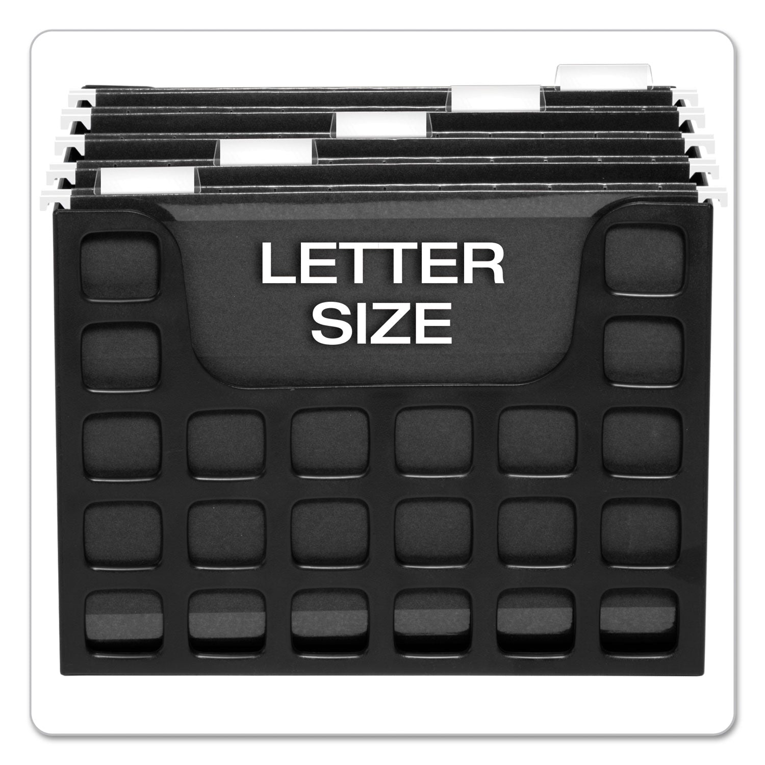 Desktop File With Hanging Folders, Letter Size, 6" Long, Black - 