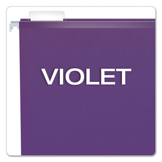 Colored Reinforced Hanging Folders, Letter Size, 1/5-Cut Tabs, Violet, 25/Box - 