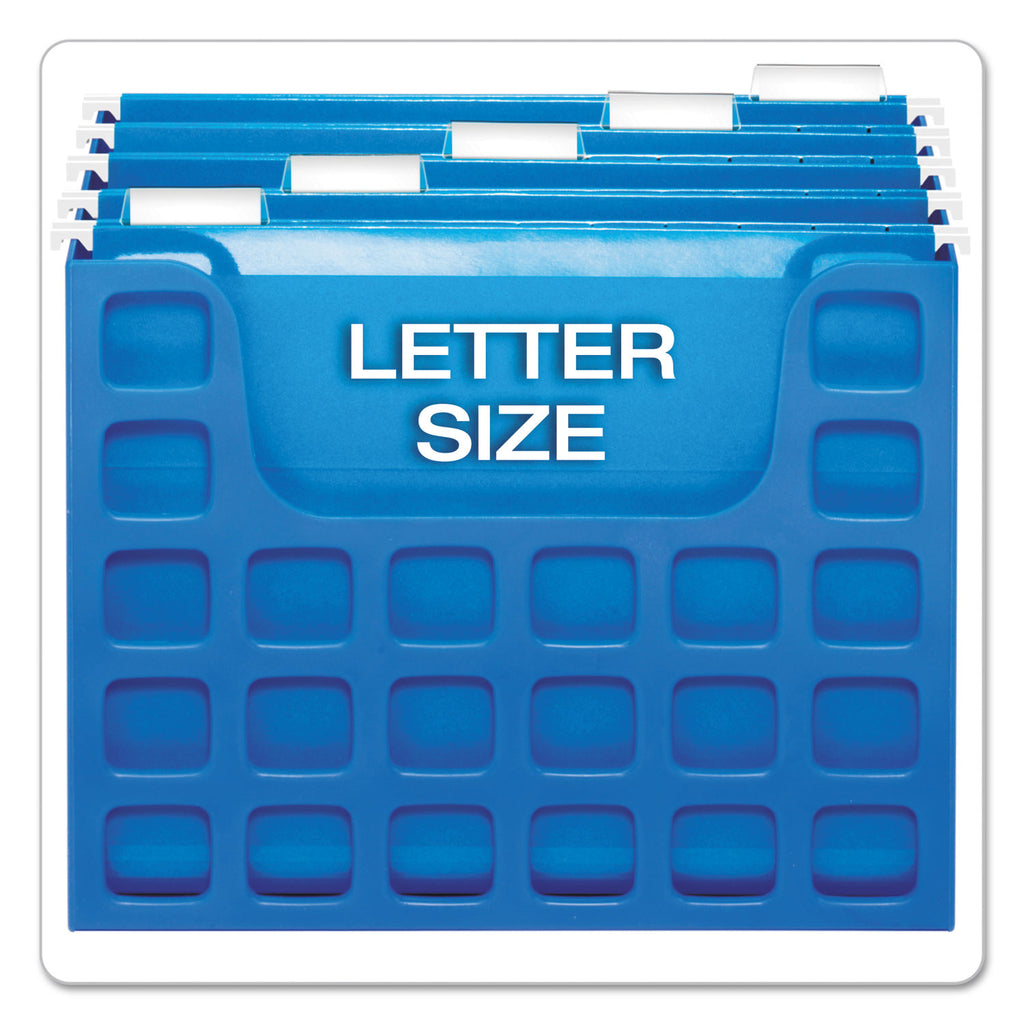 Desktop File With Hanging Folders, Letter Size, 6" Long, Blue - 
