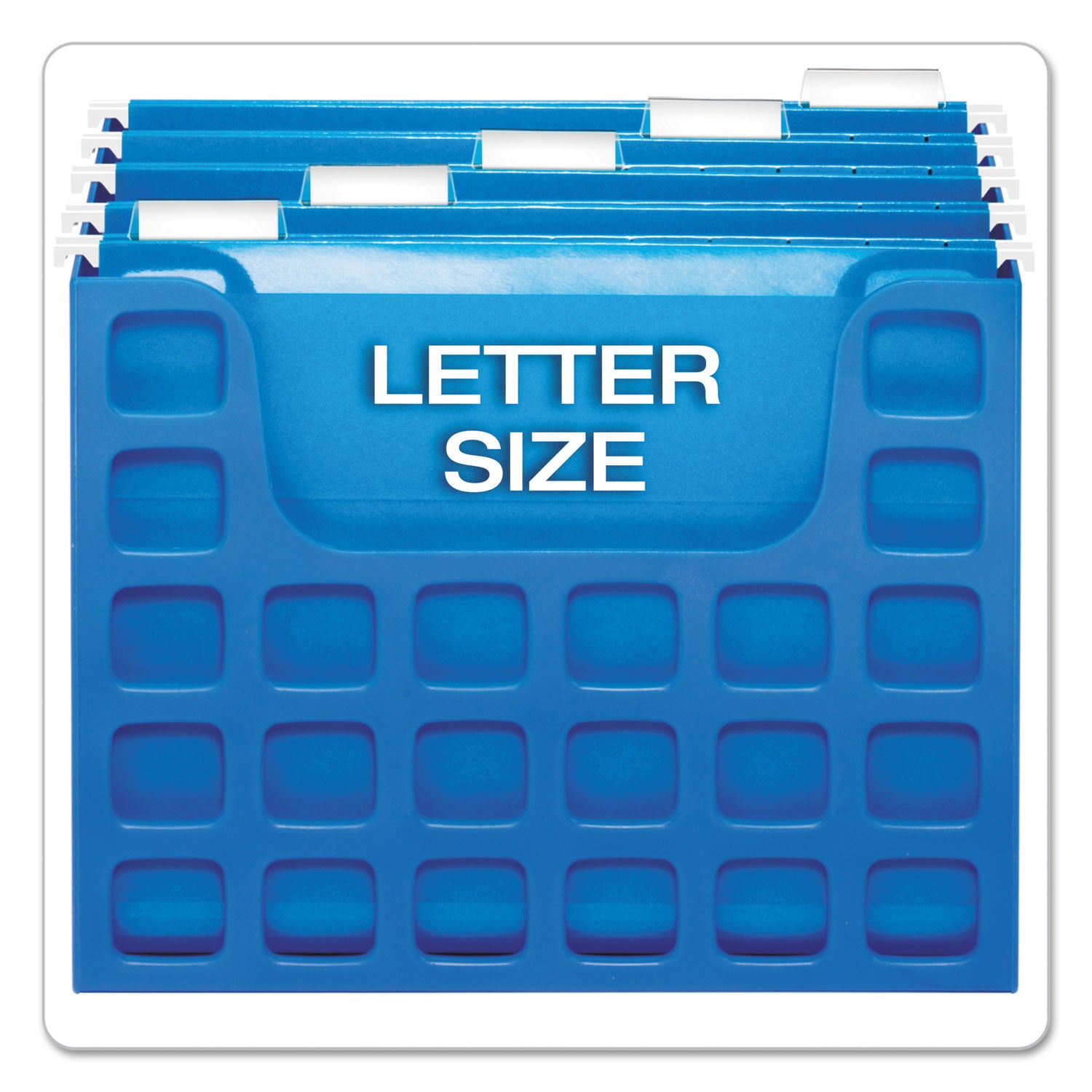 Desktop File With Hanging Folders, Letter Size, 6" Long, Blue - 