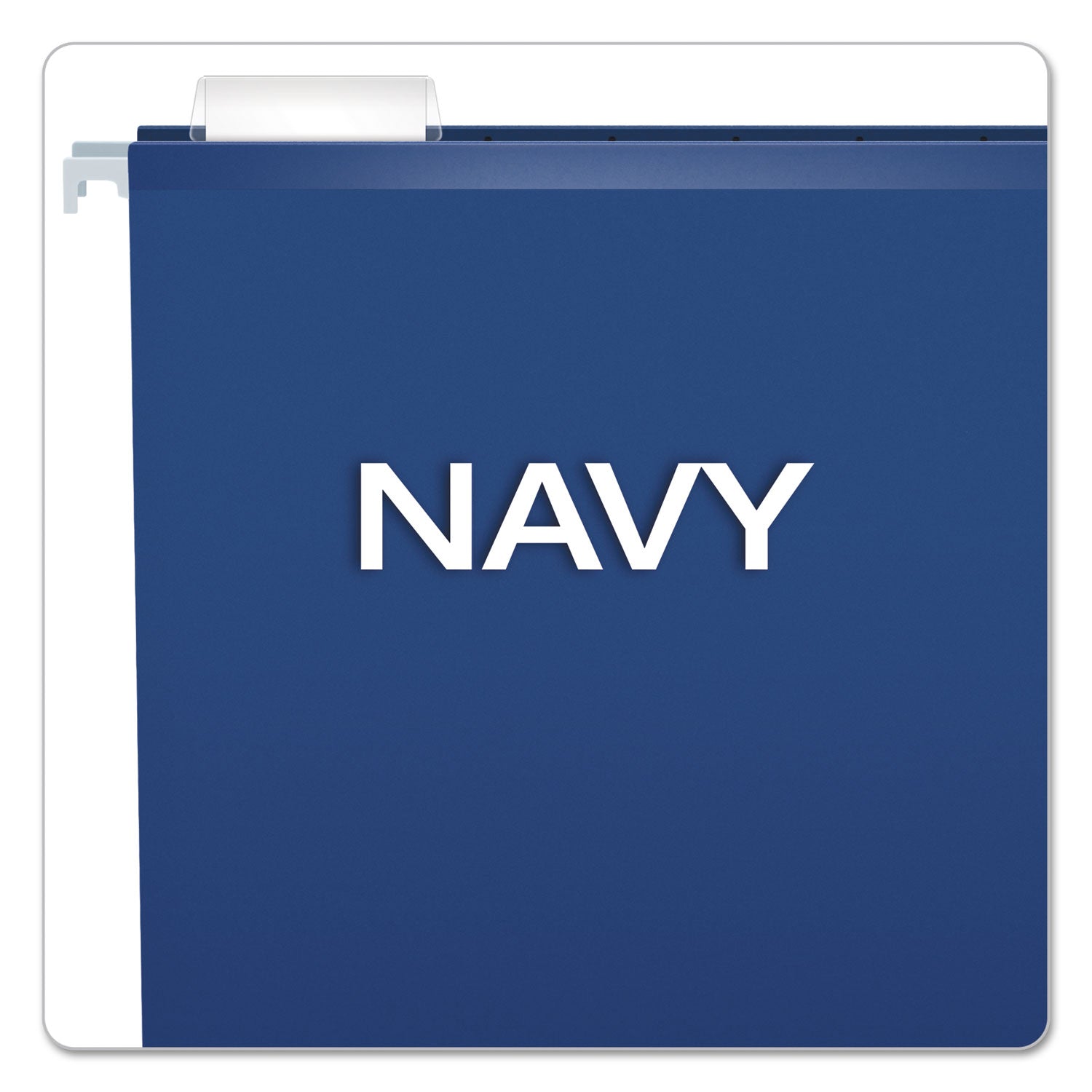 Colored Reinforced Hanging Folders, Letter Size, 1/5-Cut Tabs, Navy, 25/Box - 