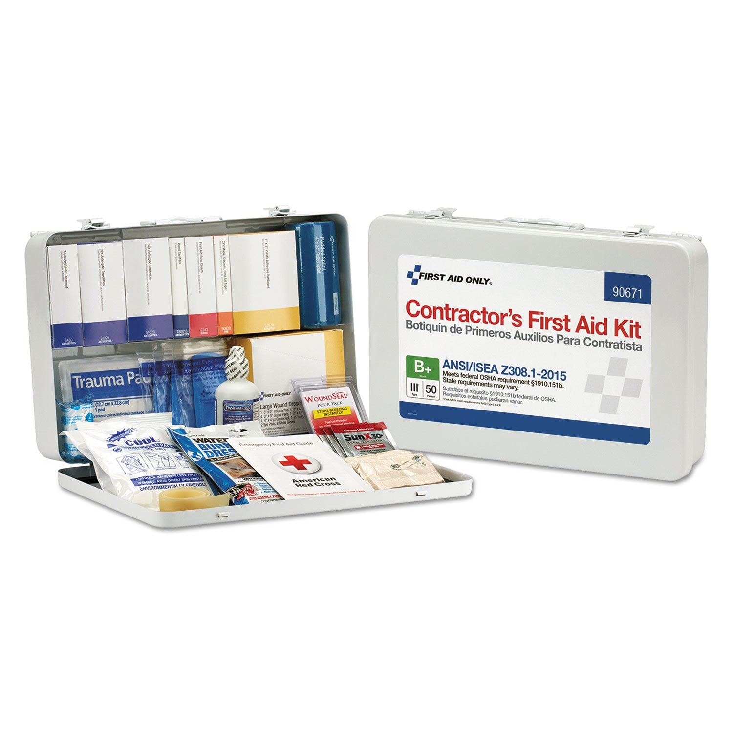 contractor-ansi-class-b-first-aid-kit-for-50-people-254-pieces-metal-case_fao90671 - 1