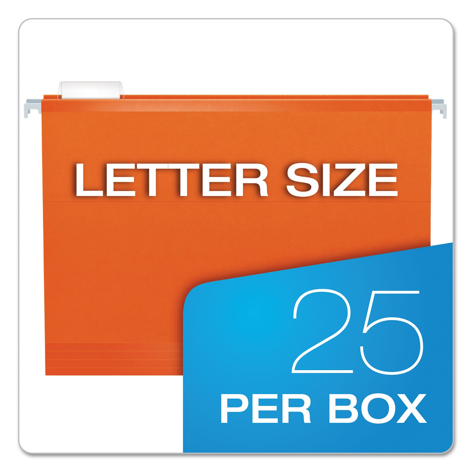 Colored Reinforced Hanging Folders, Letter Size, 1/5-Cut Tabs, Orange, 25/Box - 