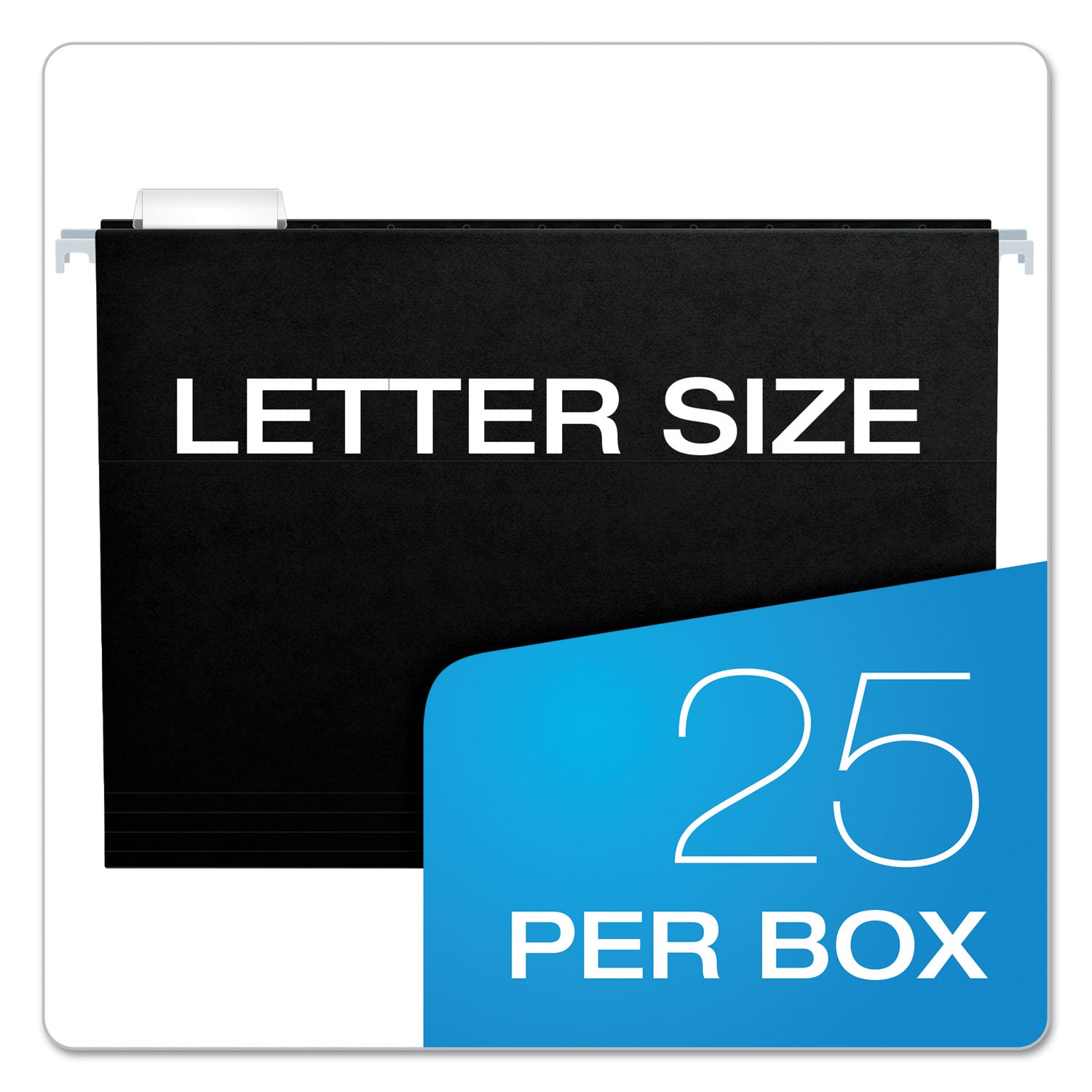 Colored Hanging Folders, Letter Size, 1/5-Cut Tabs, Black, 25/Box - 