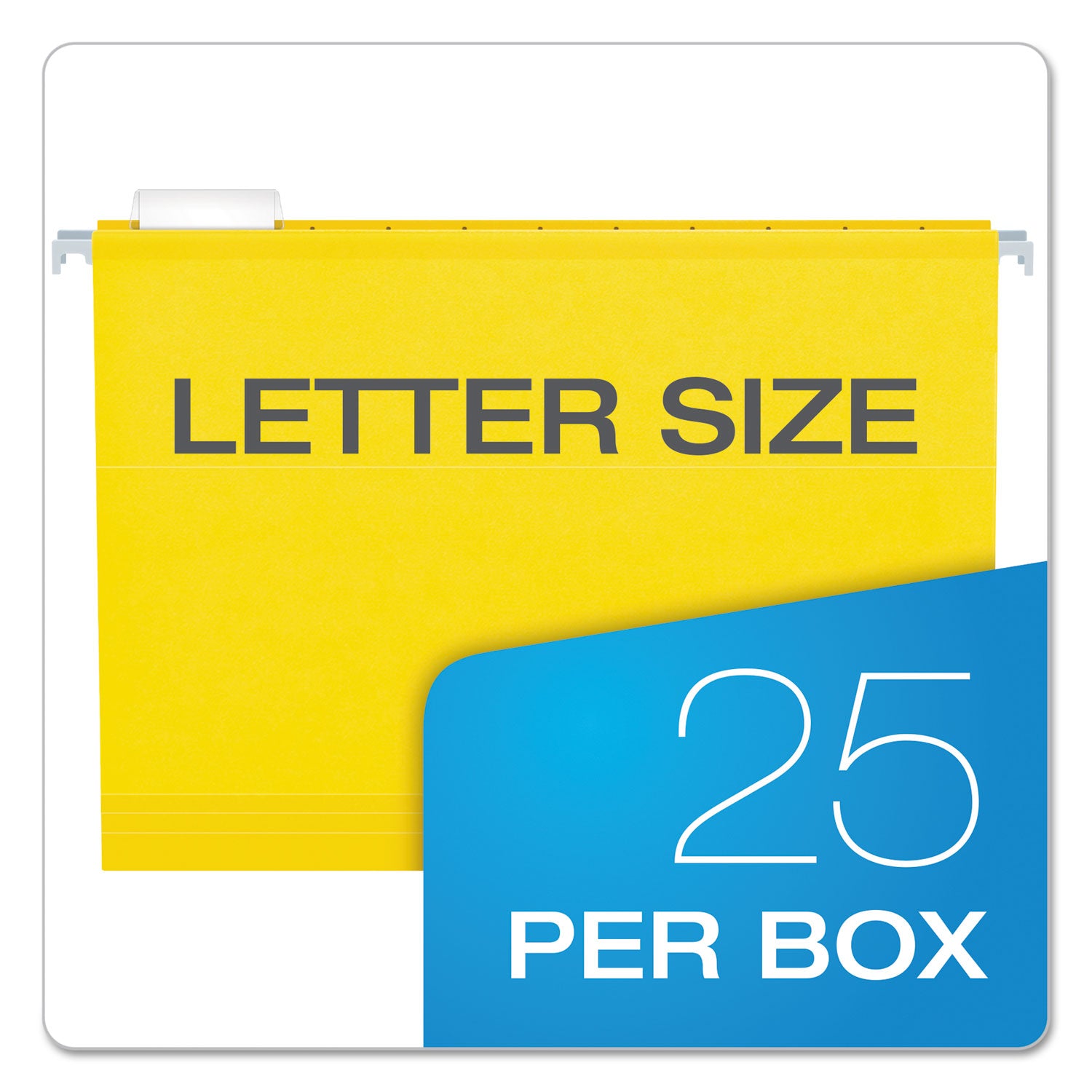Extra Capacity Reinforced Hanging File Folders with Box Bottom, 2" Capacity, Letter Size, 1/5-Cut Tabs, Yellow, 25/Box - 