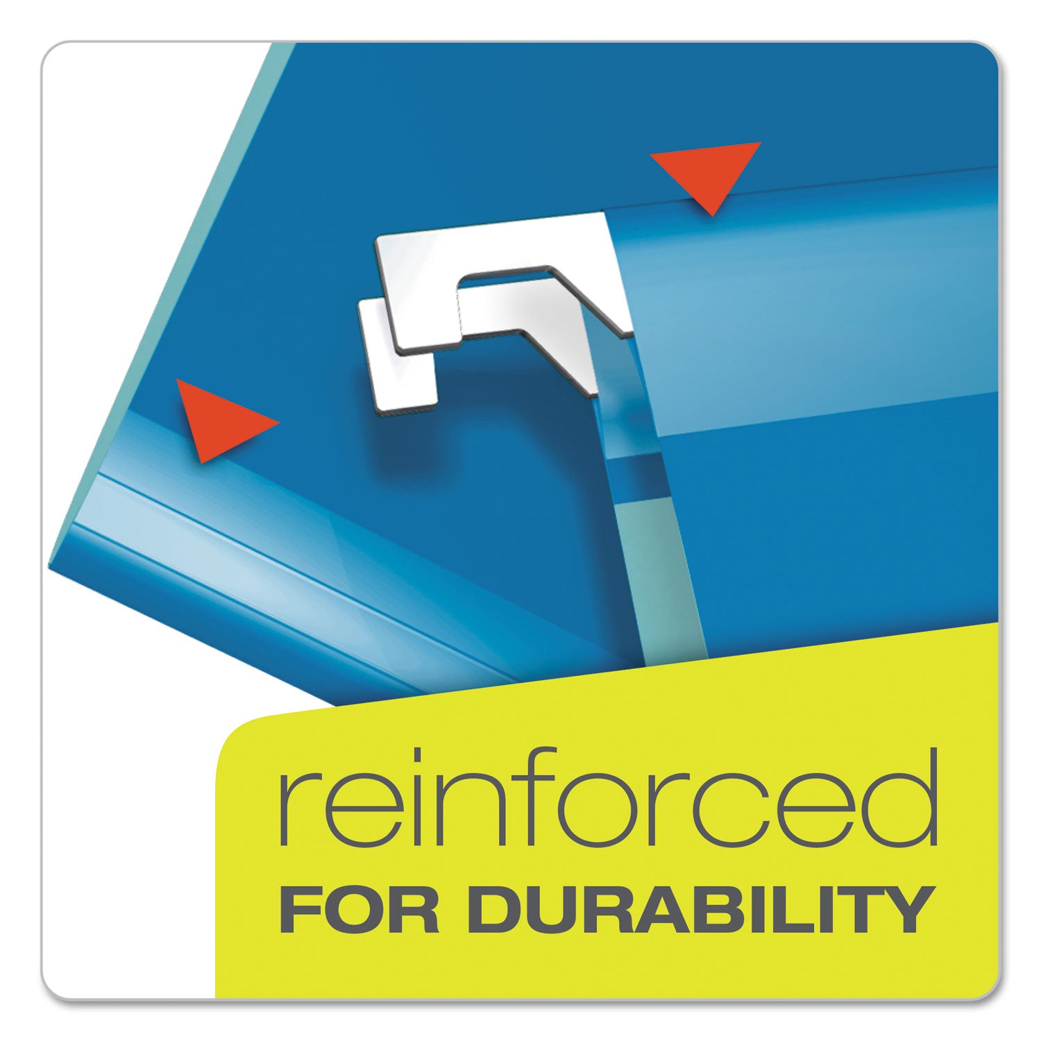 Extra Capacity Reinforced Hanging File Folders with Box Bottom, 2" Capacity, Letter Size, 1/5-Cut Tabs, Blue, 25/Box - 