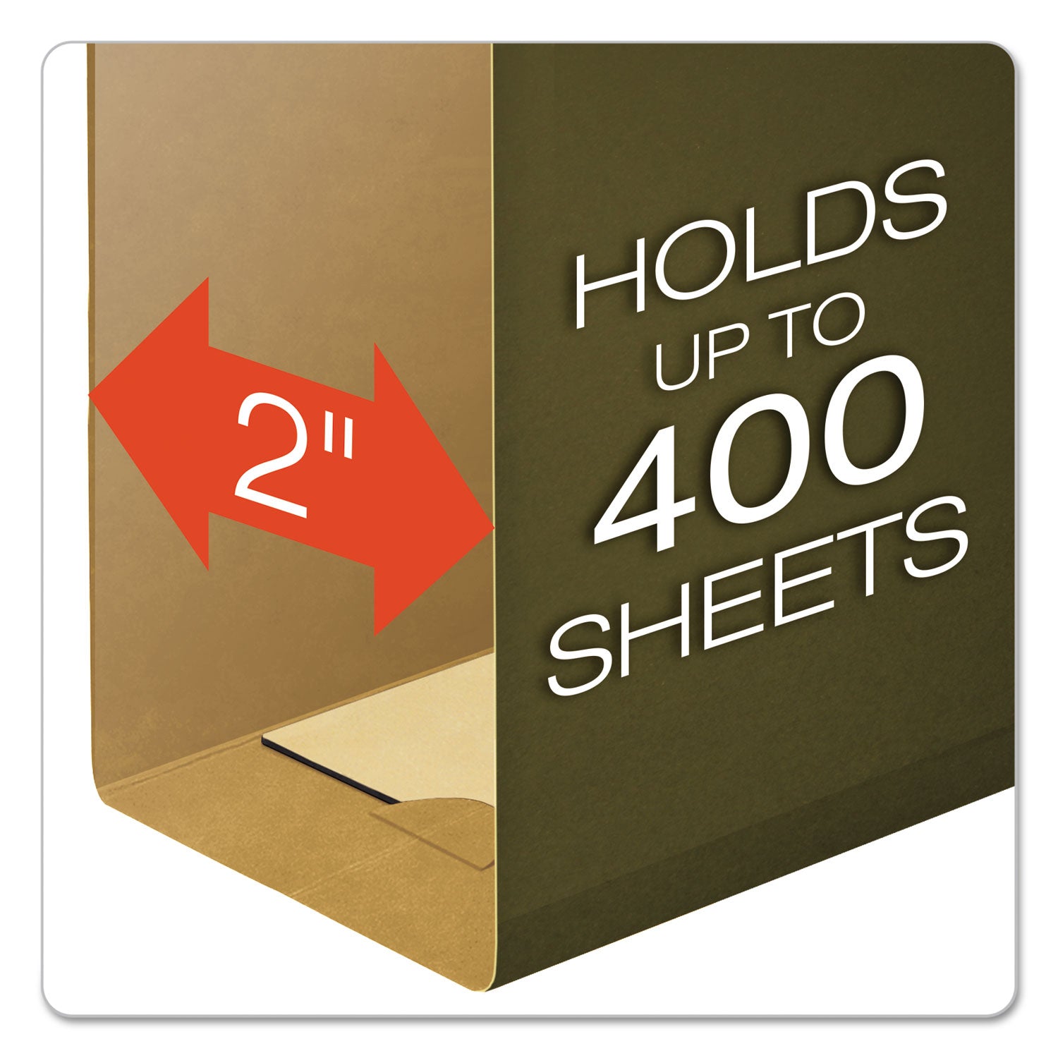 Extra-Capacity SureHook Hanging Folders, 2" Capacity, Letter Size, 1/5-Cut Tabs, Standard Green, 20/Box