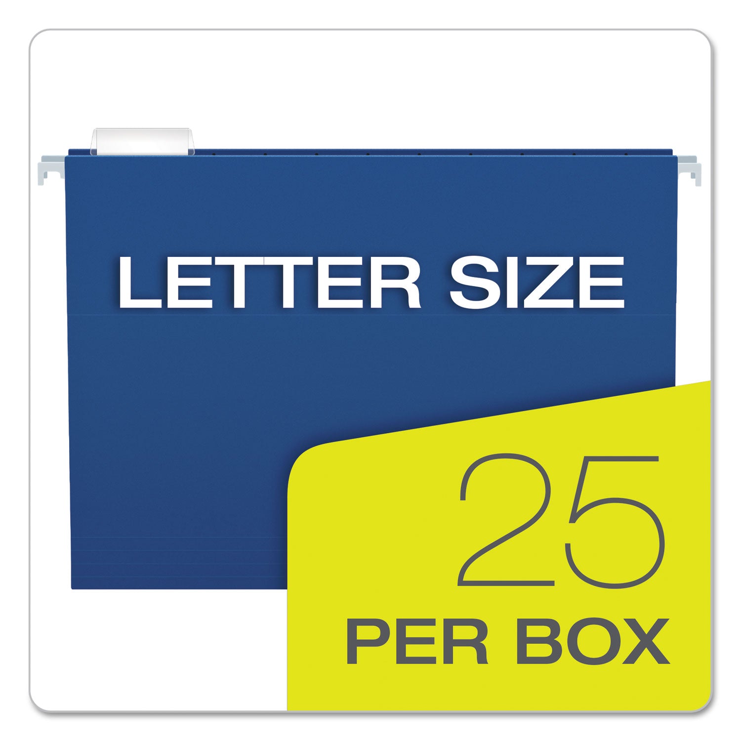 Colored Hanging Folders, Letter Size, 1/5-Cut Tabs, Navy, 25/Box - 