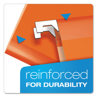 Colored Reinforced Hanging Folders, Letter Size, 1/5-Cut Tabs, Orange, 25/Box