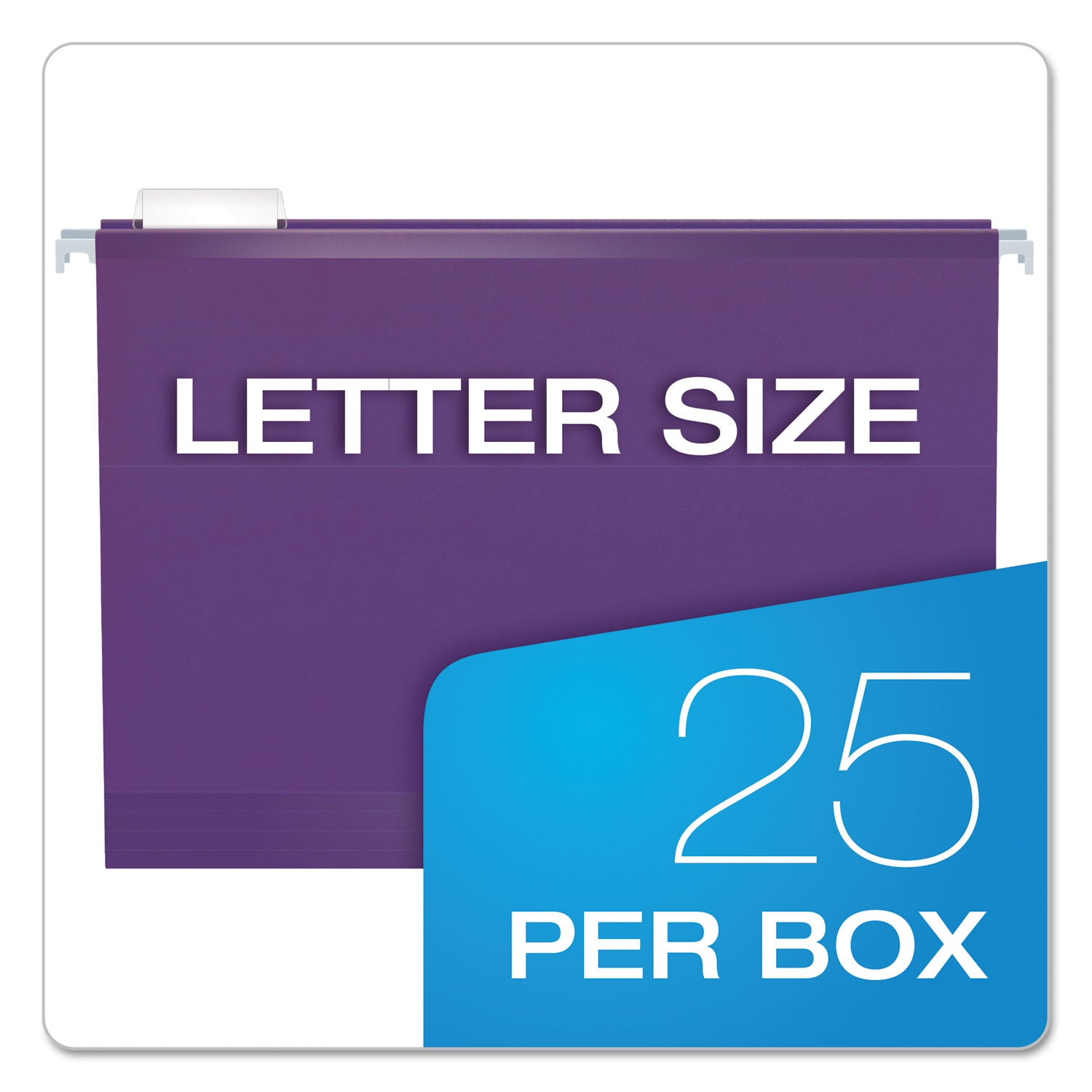 Colored Reinforced Hanging Folders, Letter Size, 1/5-Cut Tabs, Violet, 25/Box - 
