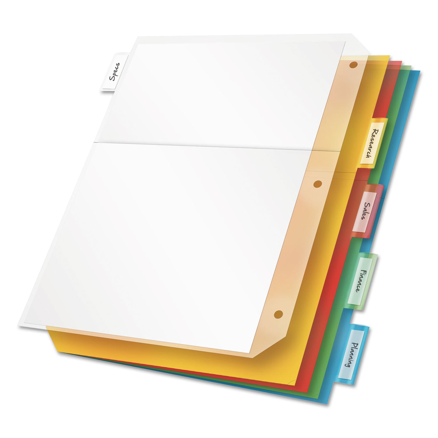 Poly Ring Binder Pockets, 8.5 x 11, Letter, Assorted Colors, 5/Pack - 