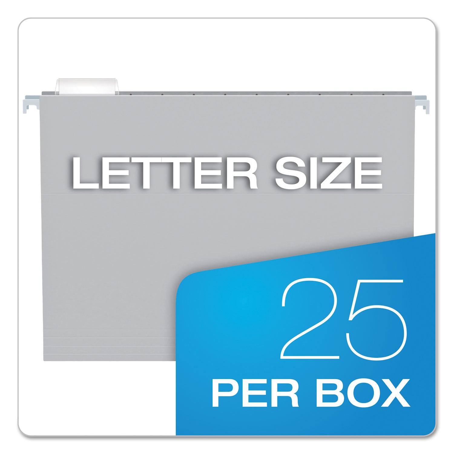 Colored Hanging Folders, Letter Size, 1/5-Cut Tabs, Gray, 25/Box - 