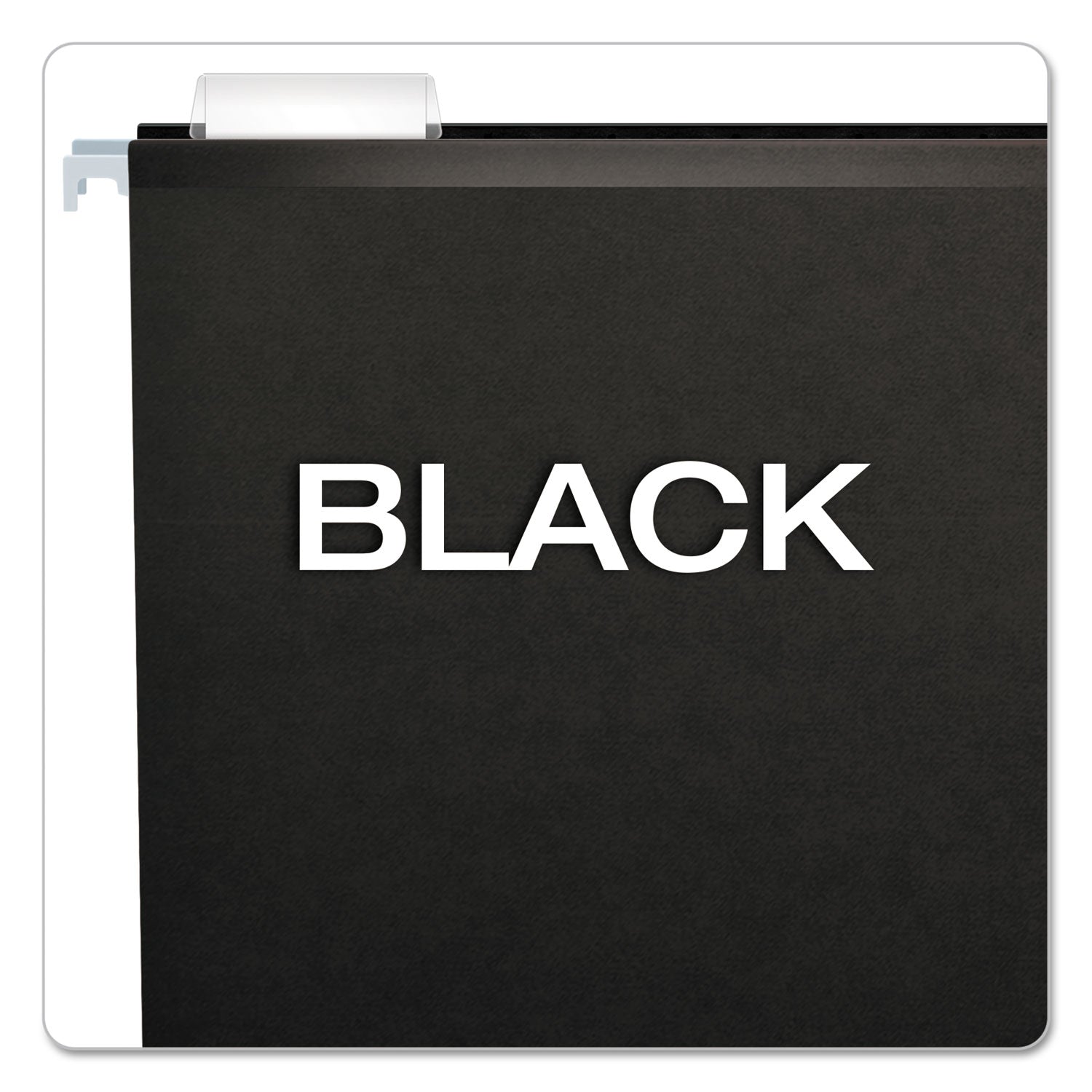 Colored Reinforced Hanging Folders, Letter Size, 1/5-Cut Tabs, Black, 25/Box - 
