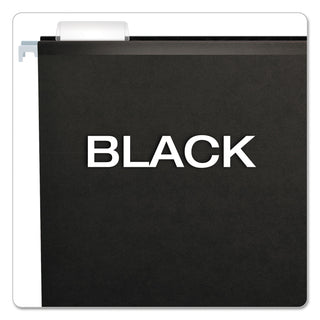 Colored Reinforced Hanging Folders, Letter Size, 1/5-Cut Tabs, Black, 25/Box - 