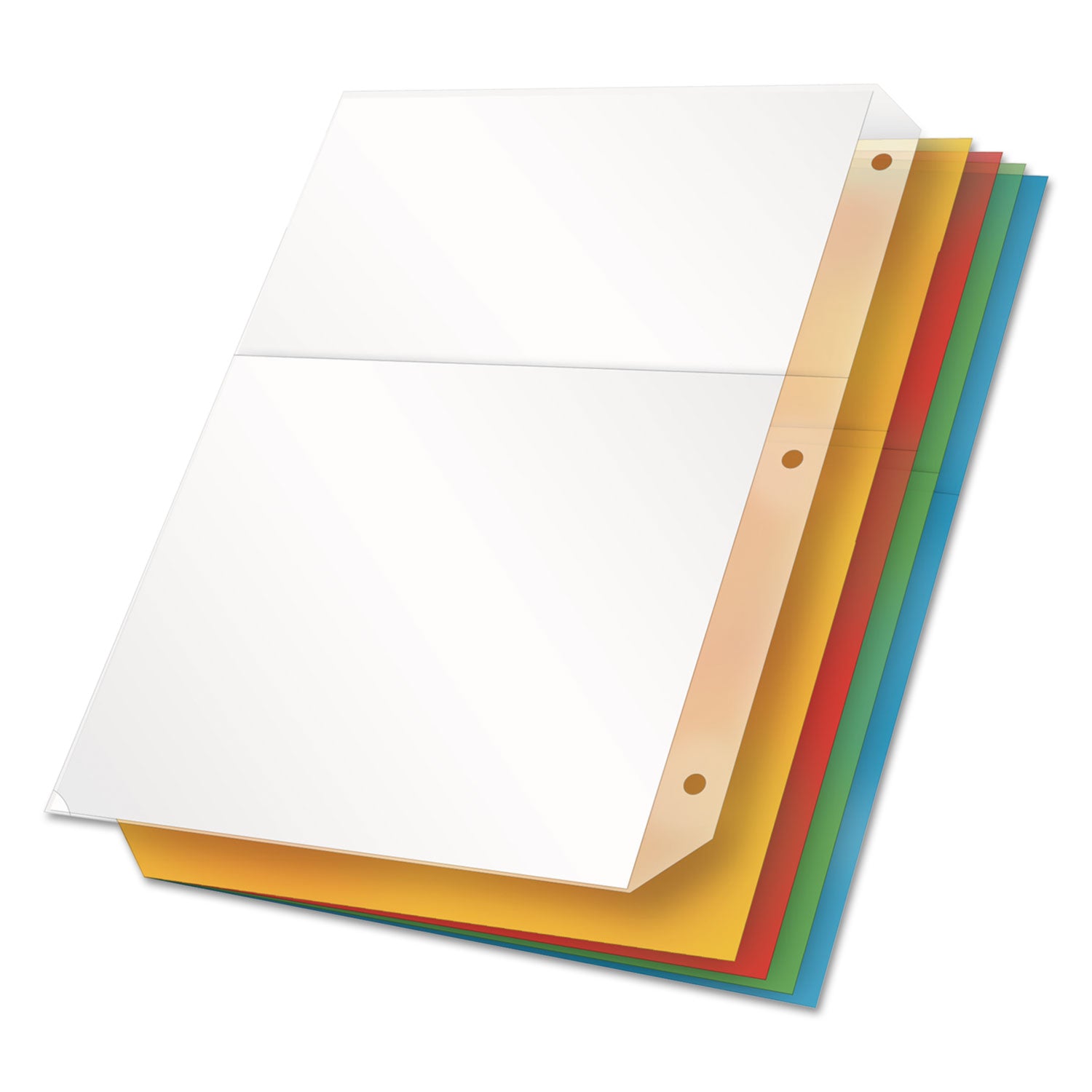 Poly Ring Binder Pockets, 8.5 x 11, Assorted Colors, 5/Pack - 