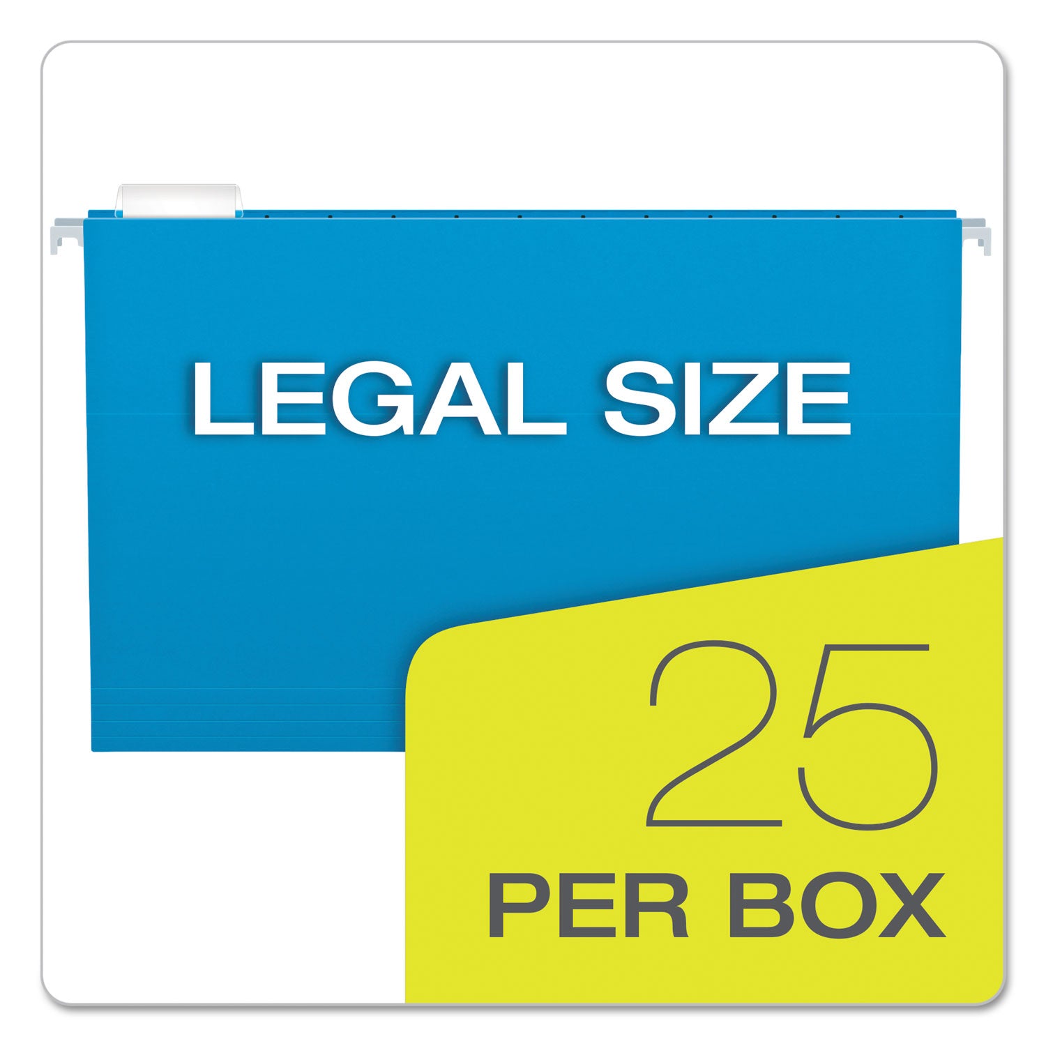 Colored Hanging Folders, Legal Size, 1/5-Cut Tabs, Assorted Colors, 25/Box - 