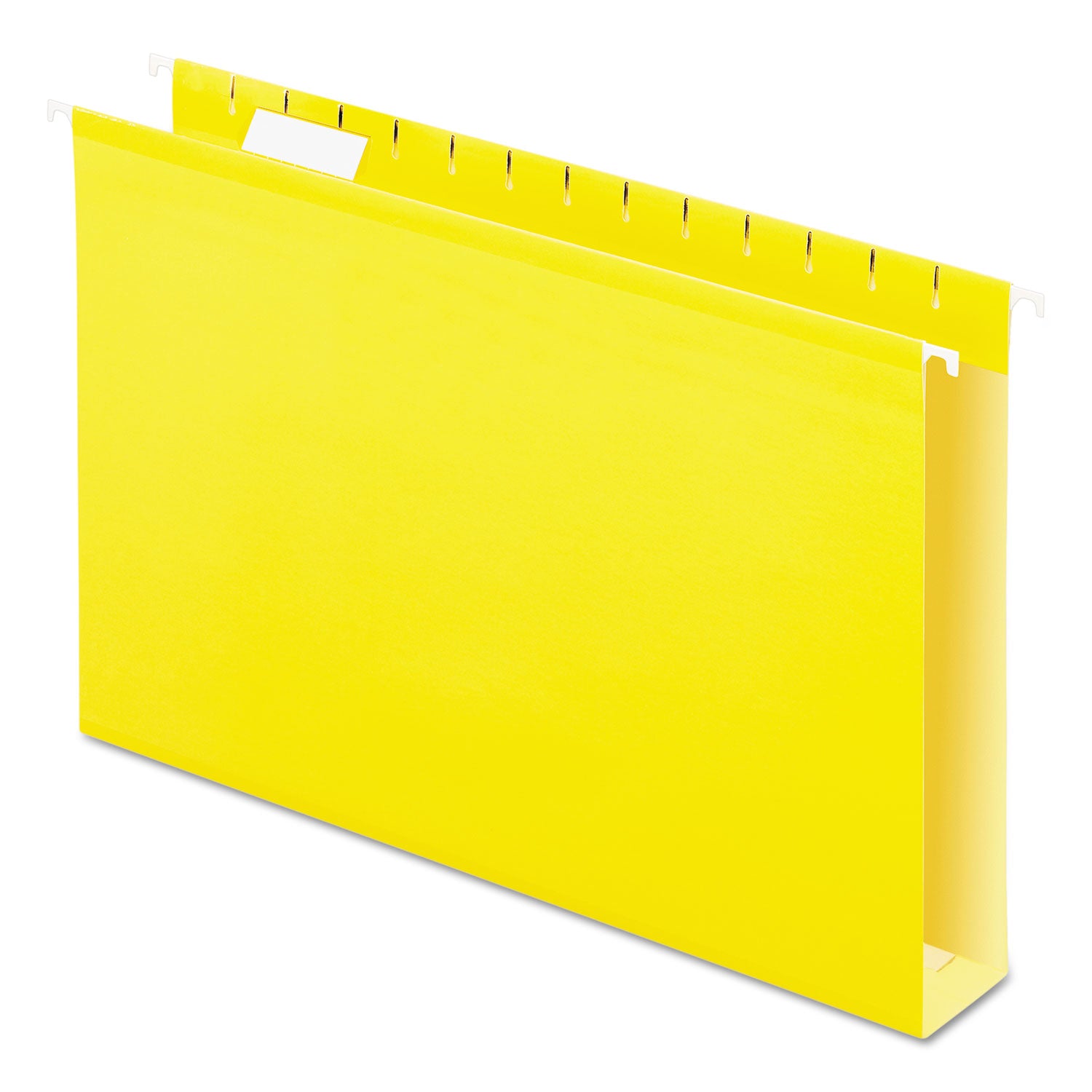 Extra Capacity Reinforced Hanging File Folders with Box Bottom, 2" Capacity, Legal Size, 1/5-Cut Tabs, Yellow, 25/Box - 