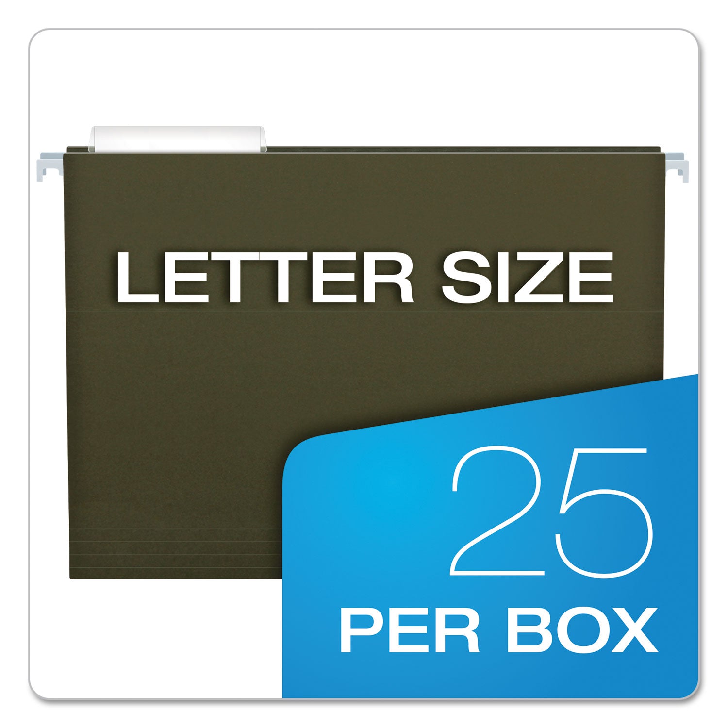 Standard Green Hanging Folders, Letter Size, 1/3-Cut Tabs, Standard Green, 25/Box - 