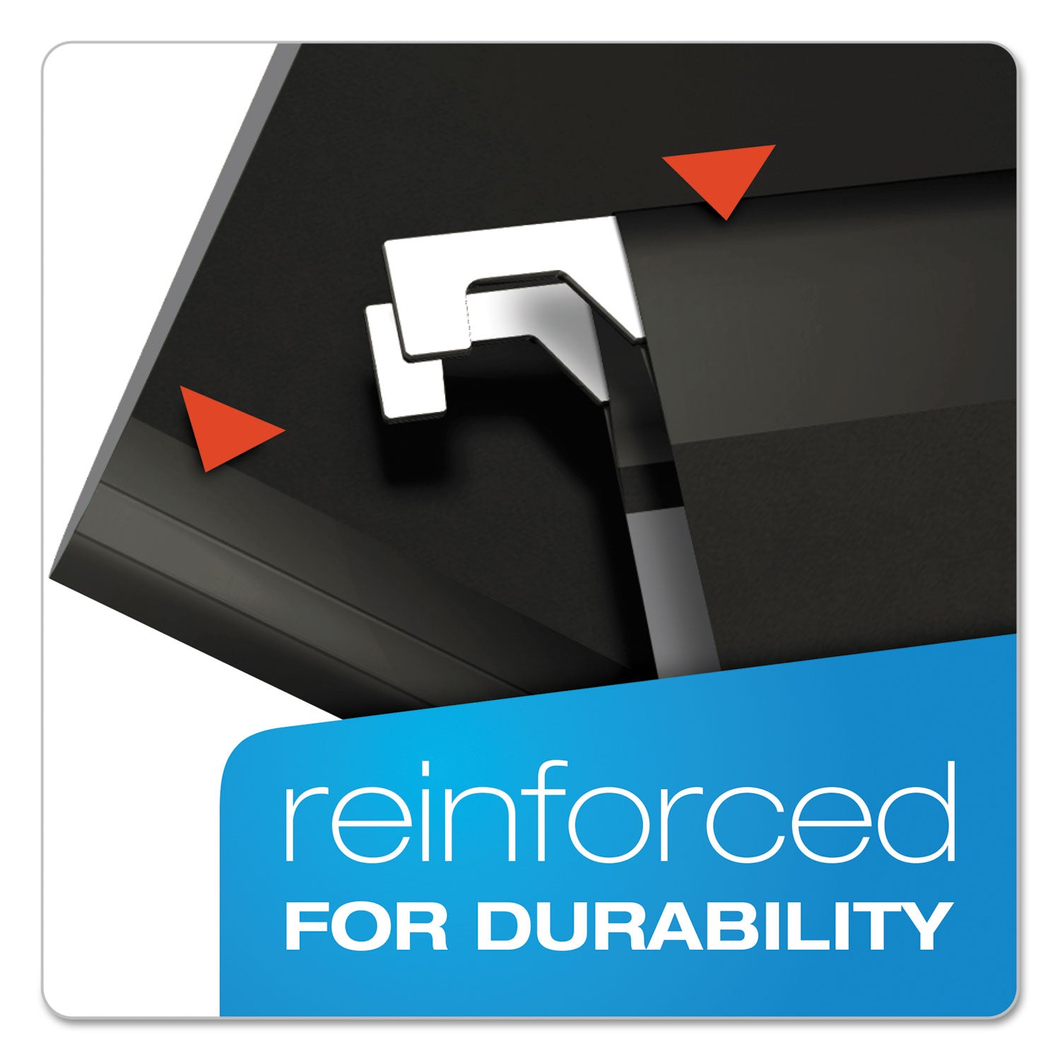 Colored Reinforced Hanging Folders, Letter Size, 1/5-Cut Tabs, Black, 25/Box - 