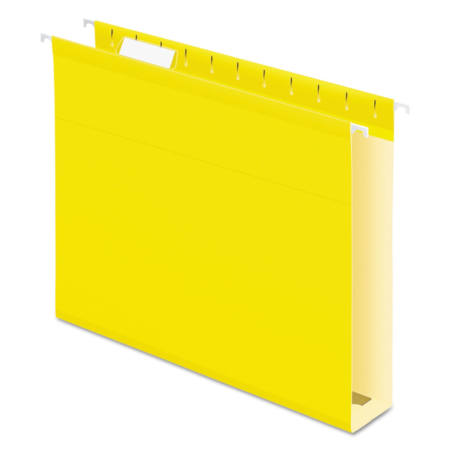 Extra Capacity Reinforced Hanging File Folders with Box Bottom, 2" Capacity, Letter Size, 1/5-Cut Tabs, Yellow, 25/Box - 