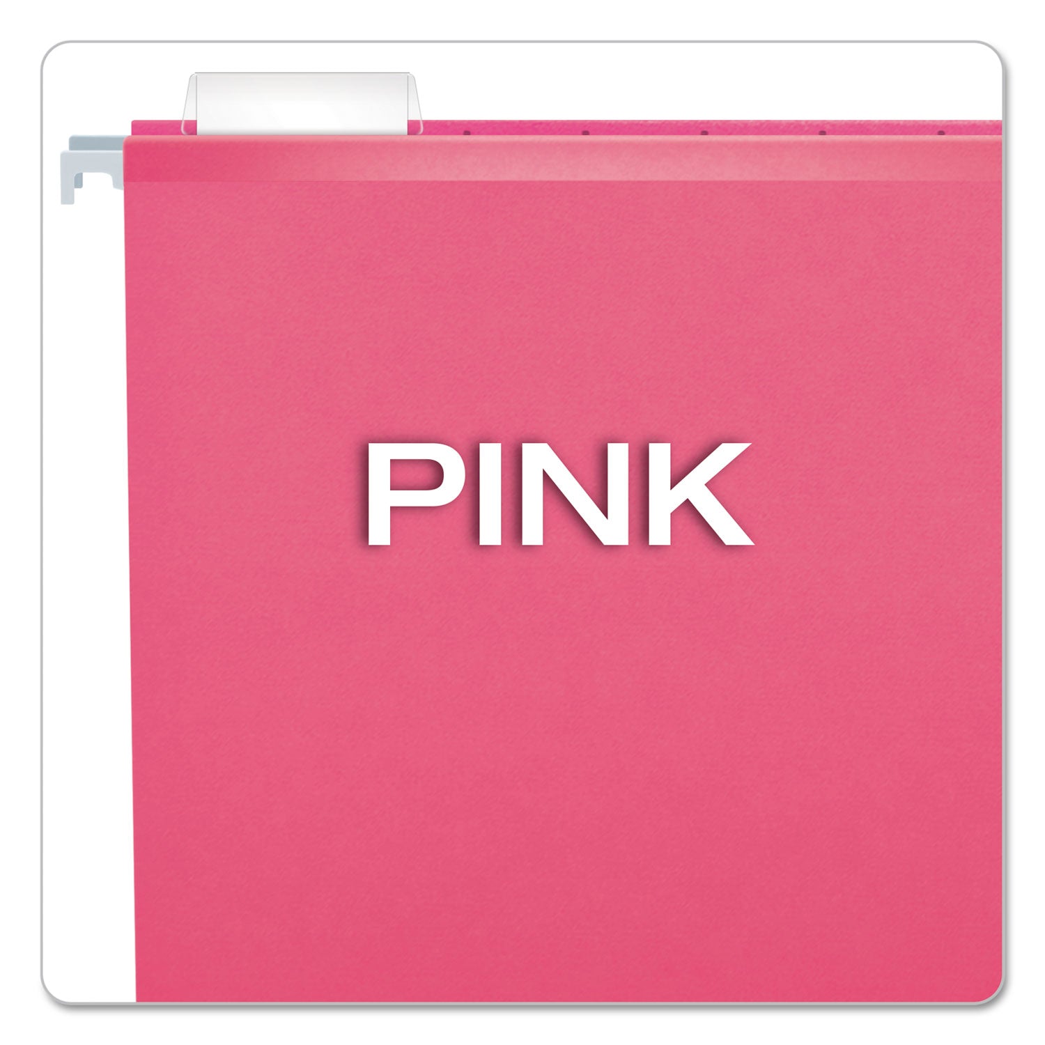 Colored Reinforced Hanging Folders, Letter Size, 1/5-Cut Tabs, Pink, 25/Box - 