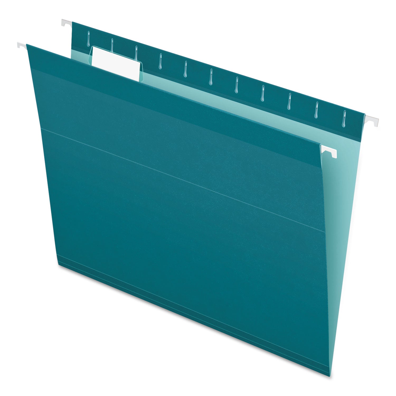 Colored Reinforced Hanging Folders, Letter Size, 1/5-Cut Tabs, Teal, 25/Box - 