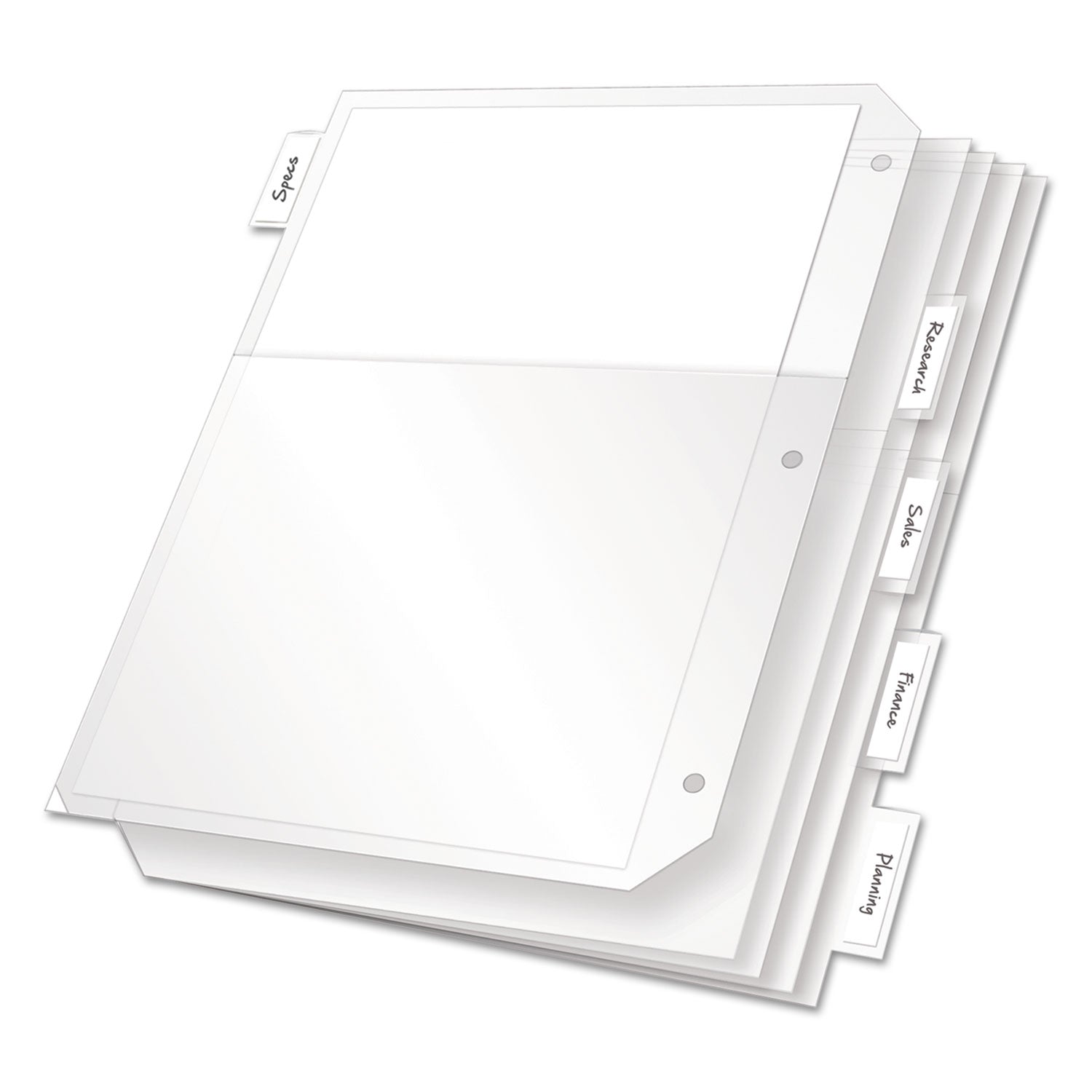 Poly Ring Binder Pockets, 8.5 x 11, Clear, 5/Pack - 