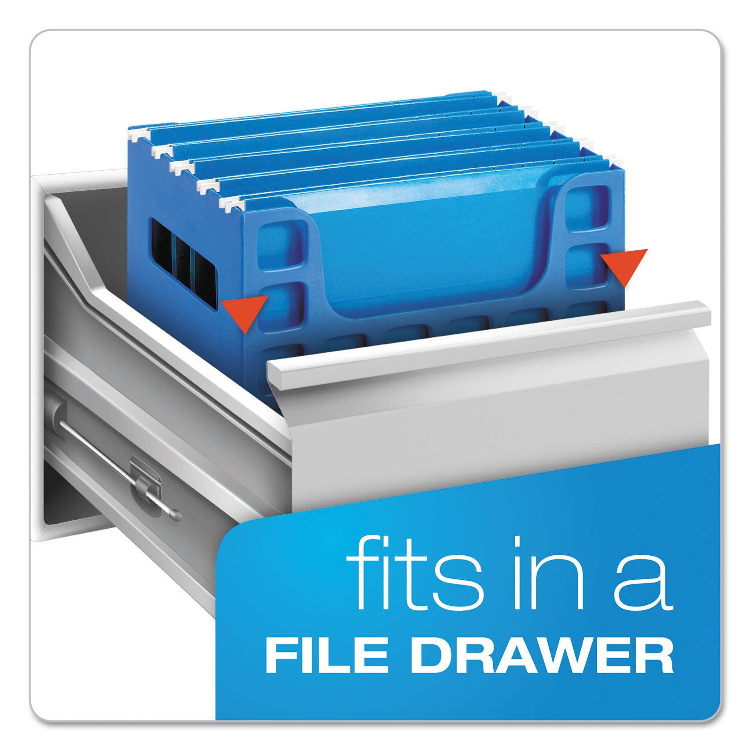 Desktop File With Hanging Folders, Letter Size, 6" Long, Blue - 