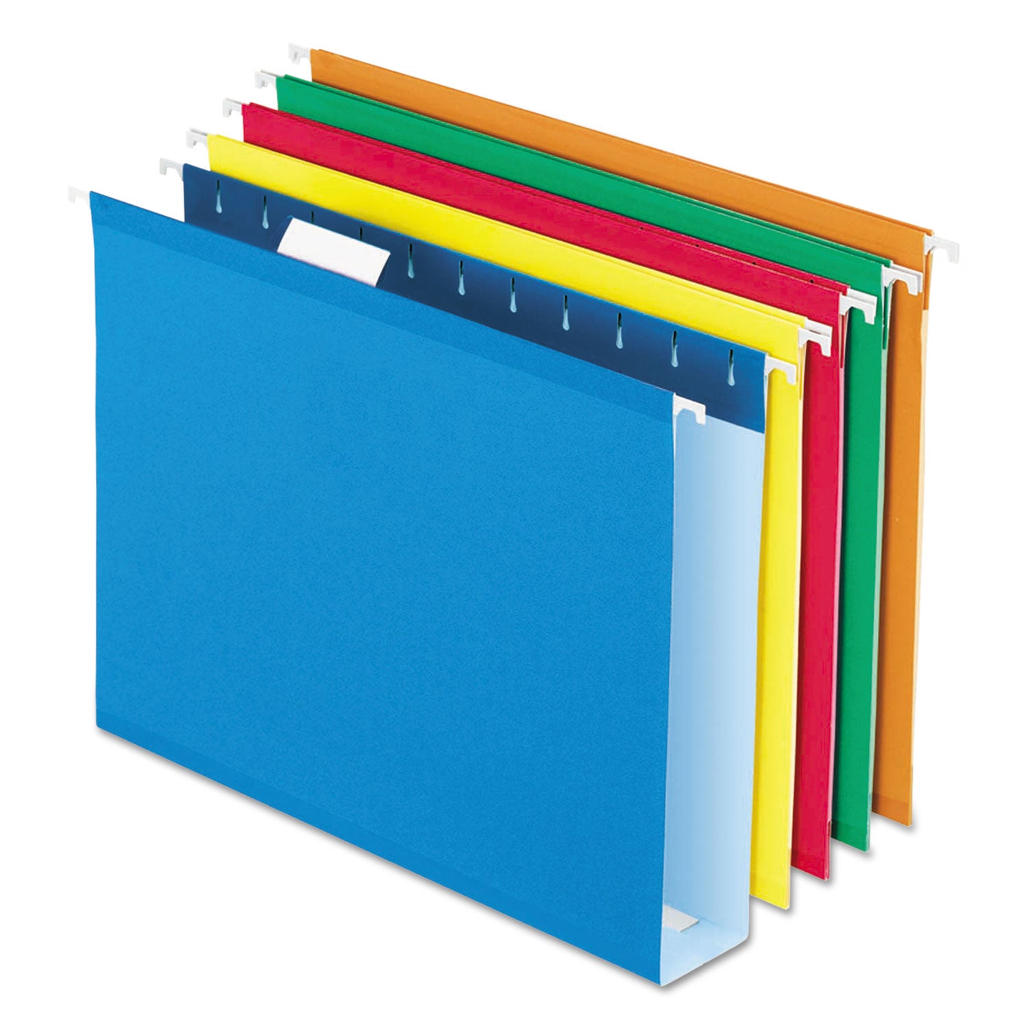 Extra Capacity Reinforced Hanging File Folders with Box Bottom, 2" Capacity, Letter Size, 1/5-Cut Tab, Assorted Colors,25/BX - 