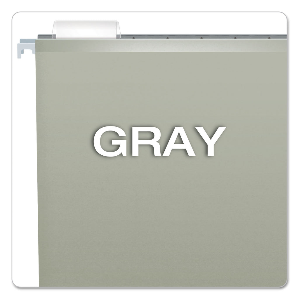 Colored Reinforced Hanging Folders, Letter Size, 1/5-Cut Tabs, Gray, 25/Box