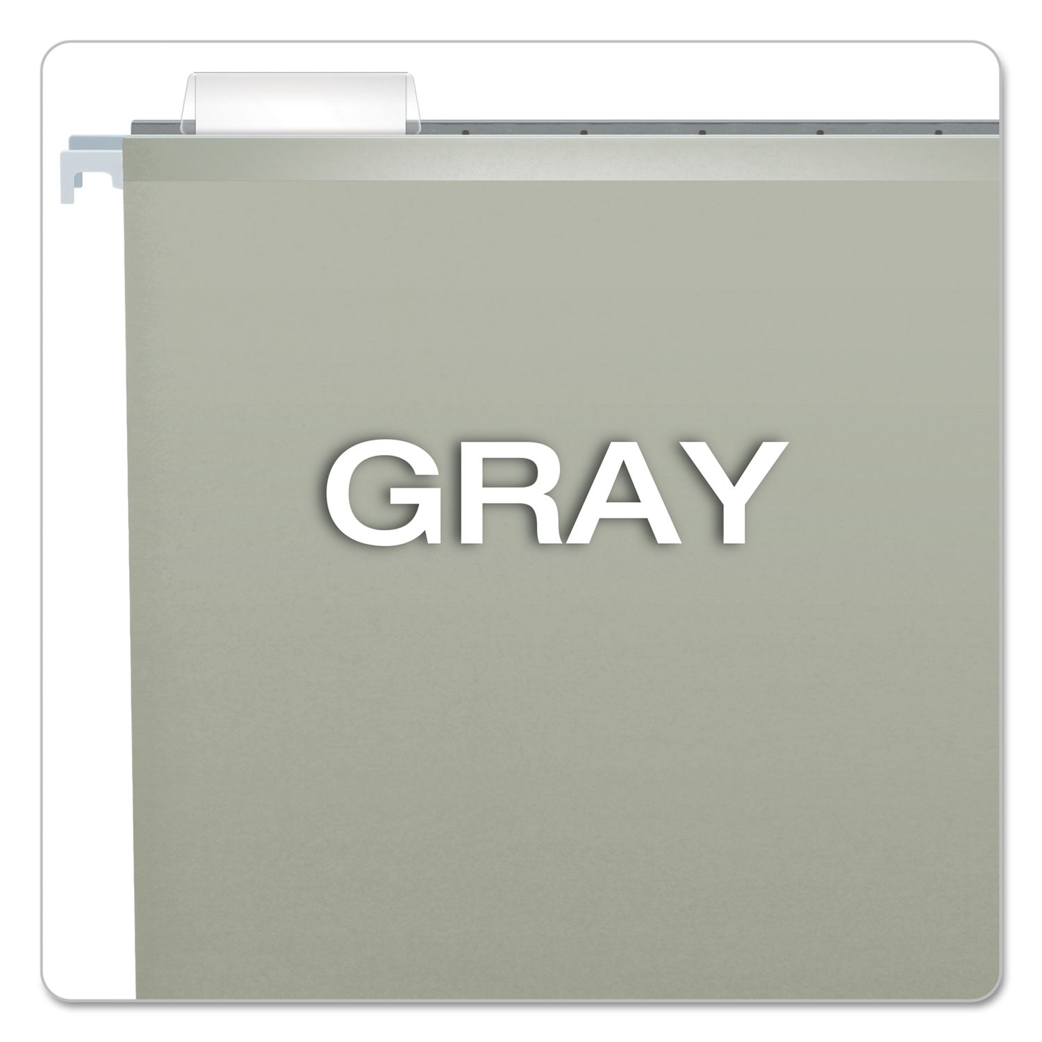 Colored Reinforced Hanging Folders, Letter Size, 1/5-Cut Tabs, Gray, 25/Box